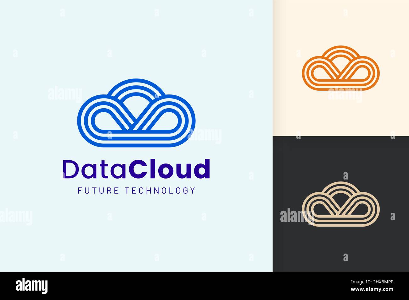 Cloud or Data Logo in modern style with blue color Stock Vector