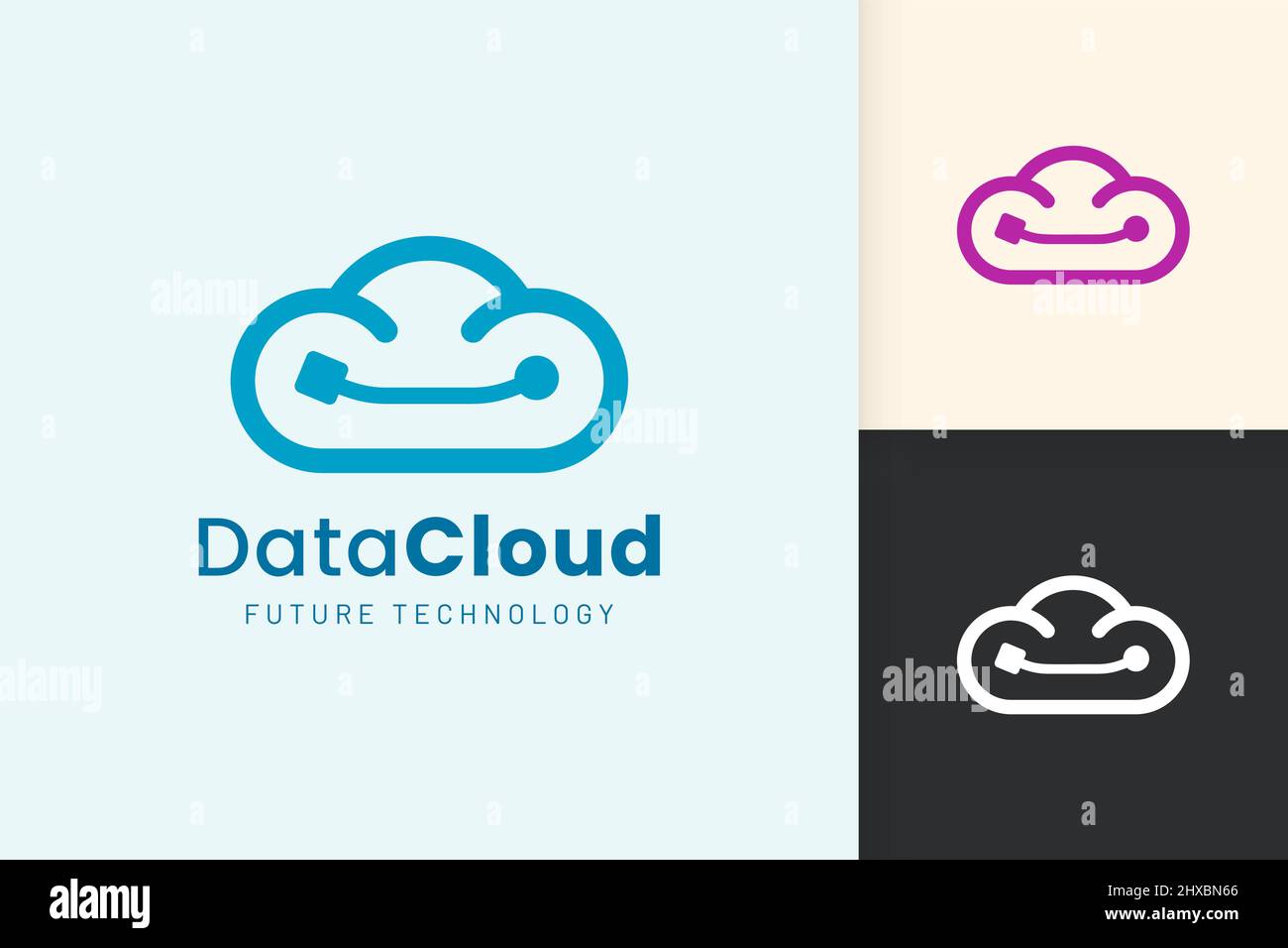 Cloud or Data Logo in modern style with blue color Stock Vector