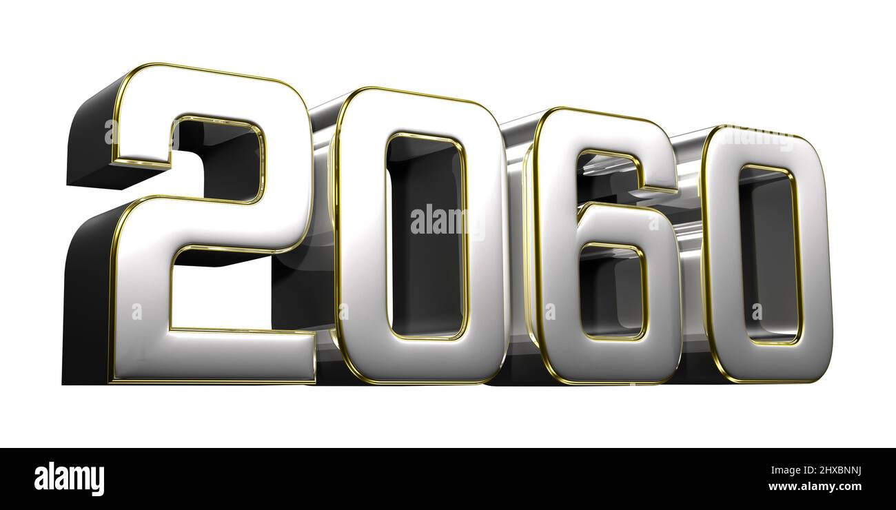 2060 stainless steel gold rim 3D illustration on white background with ...