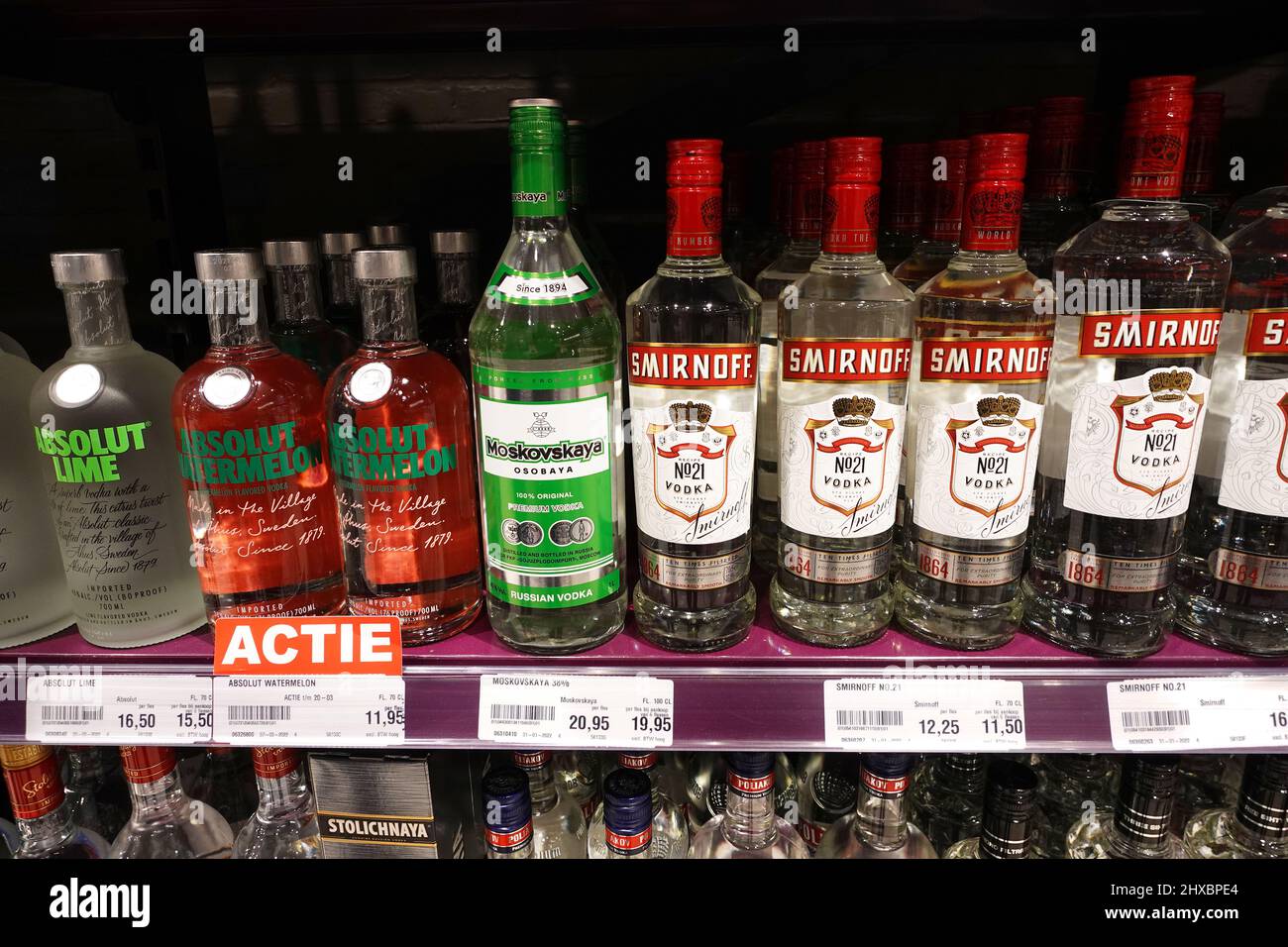 Russian wodka in a shop Stock Photo