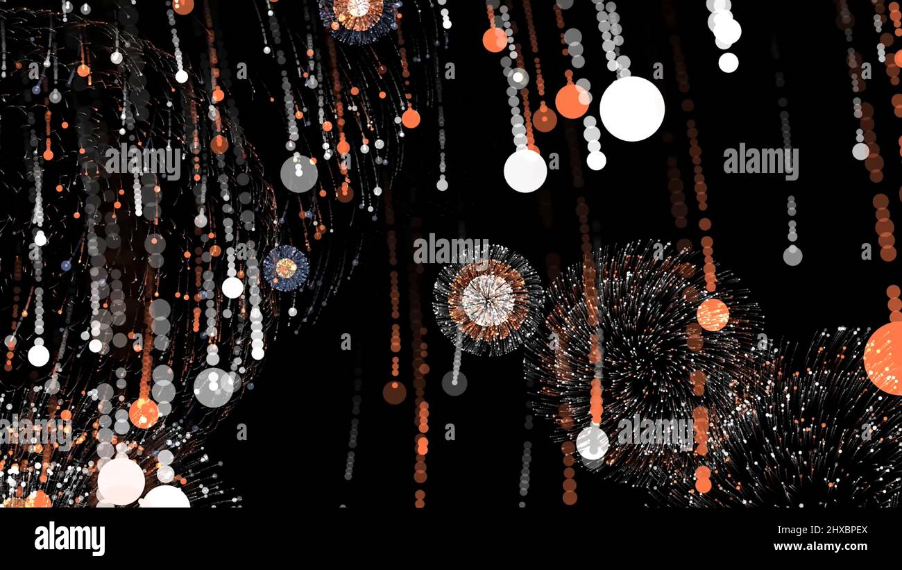 Abstract colorful fireworks exploding on black background, seamless ...