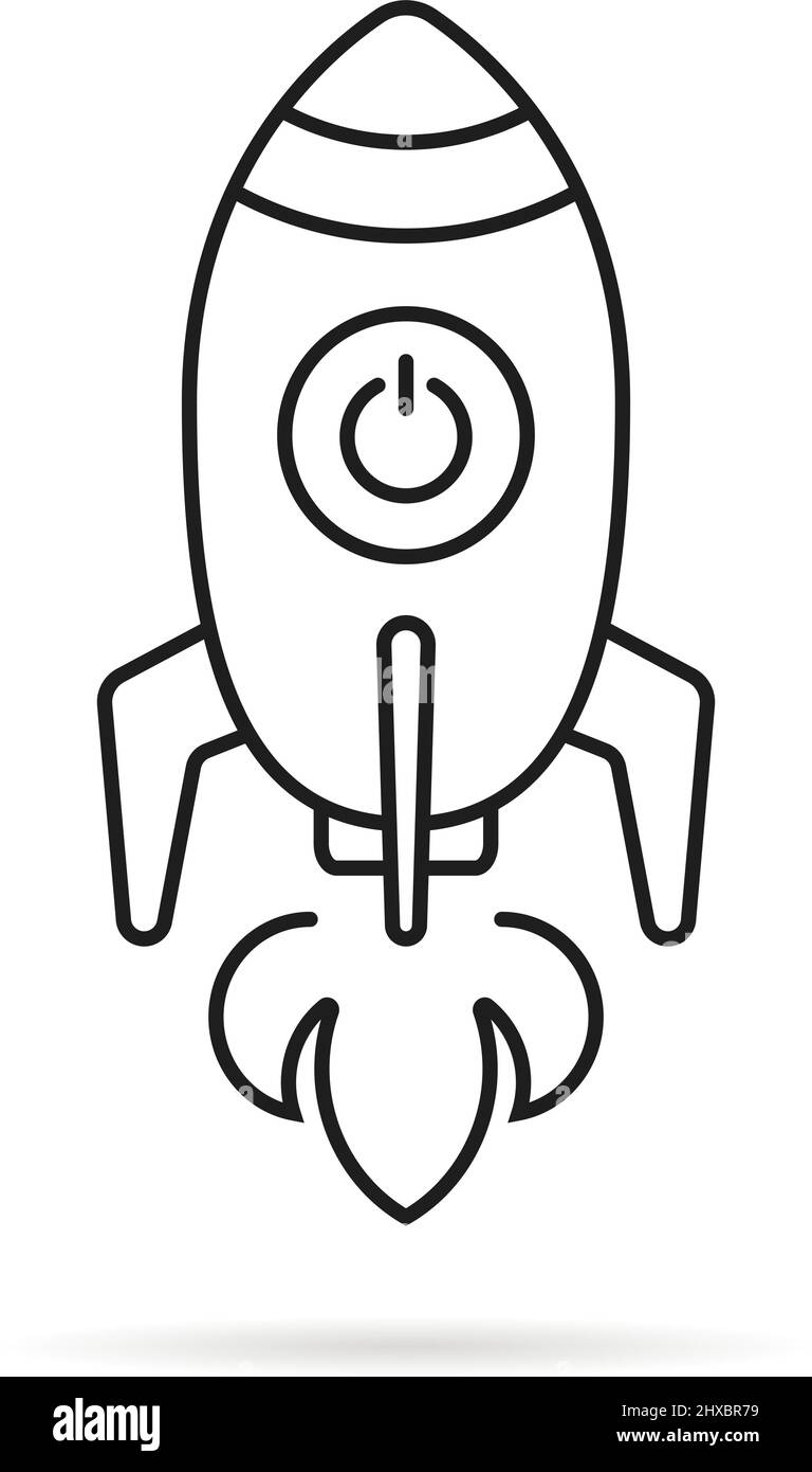 black thin line rocketship launch Stock Vector Image & Art - Alamy