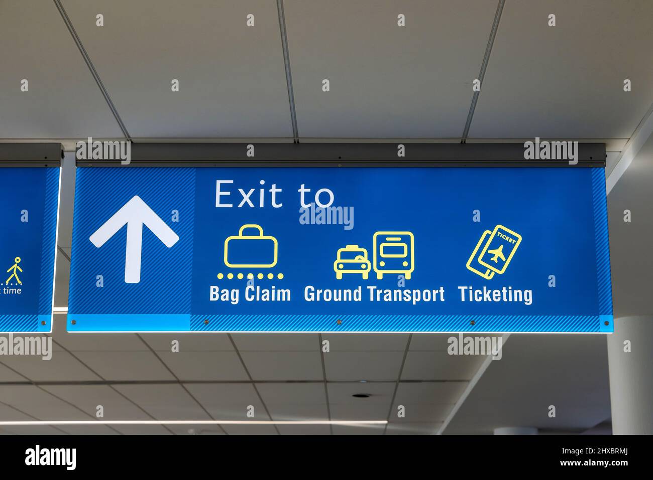 International Airport sign board Baggage Claim Ground Transport
