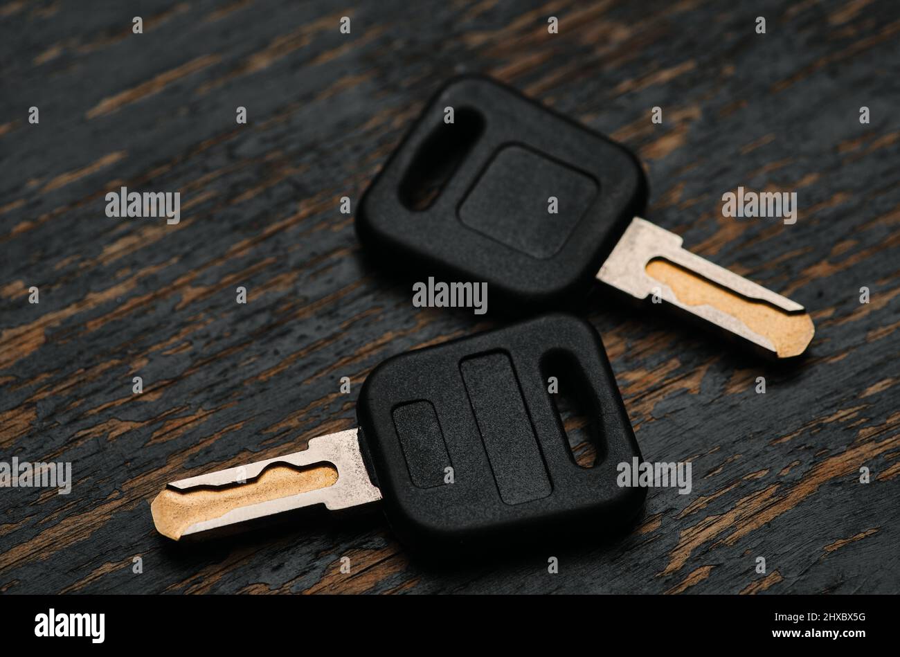 The keys on the rustic floor Stock Photo