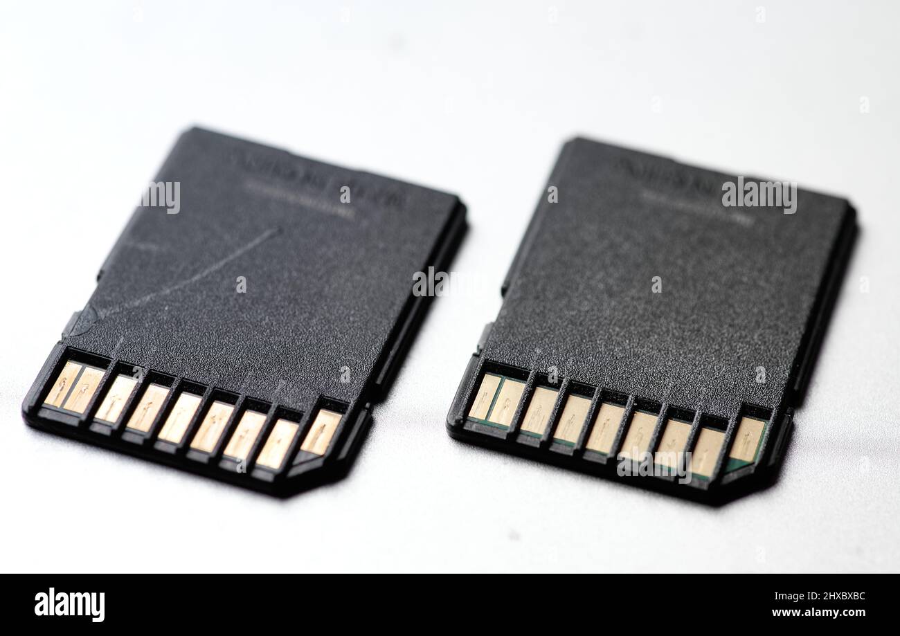 Close-up view of memory cards Stock Photo