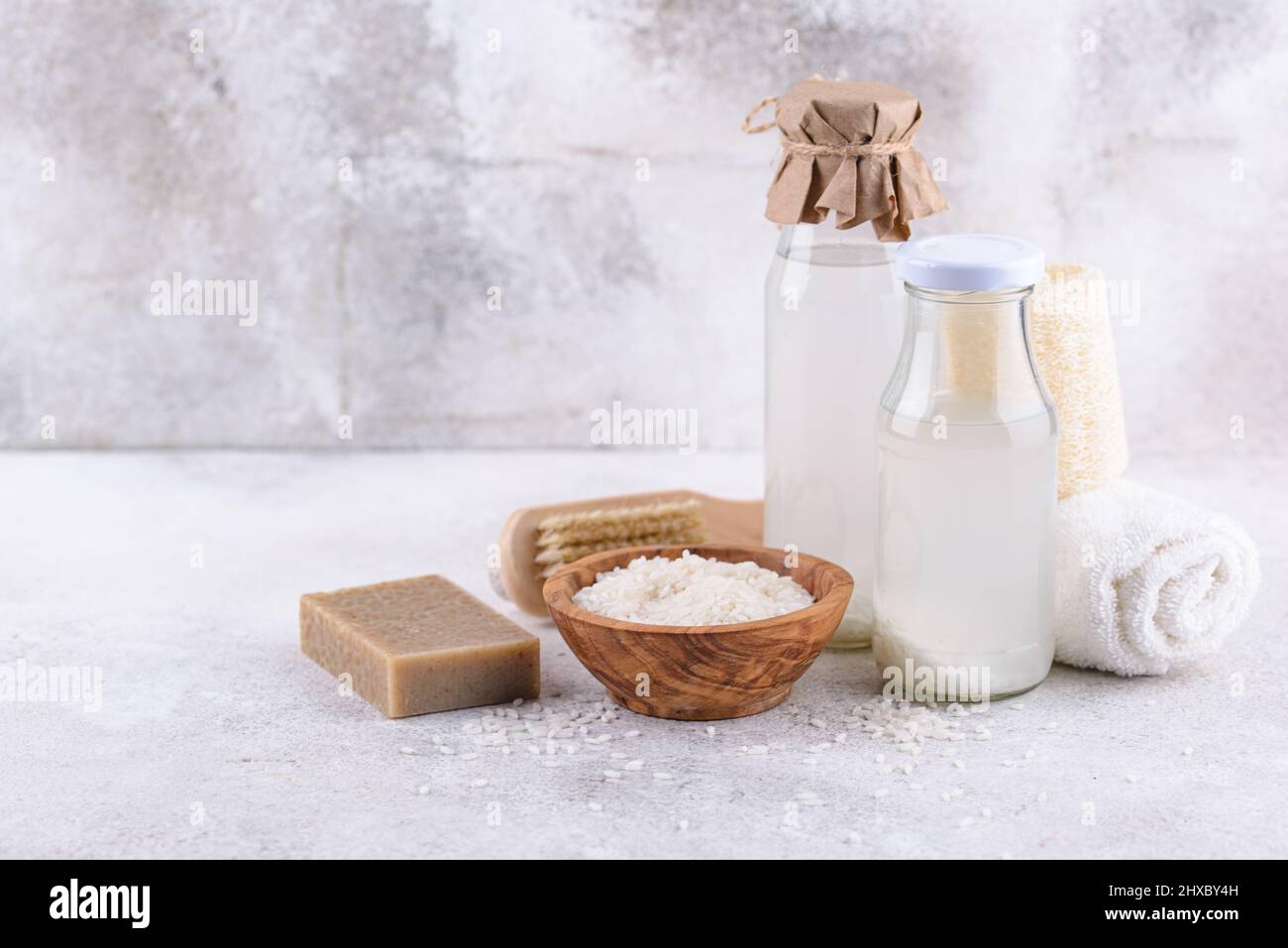Rice water. Fermented beauty cosmetic Stock Photo Alamy
