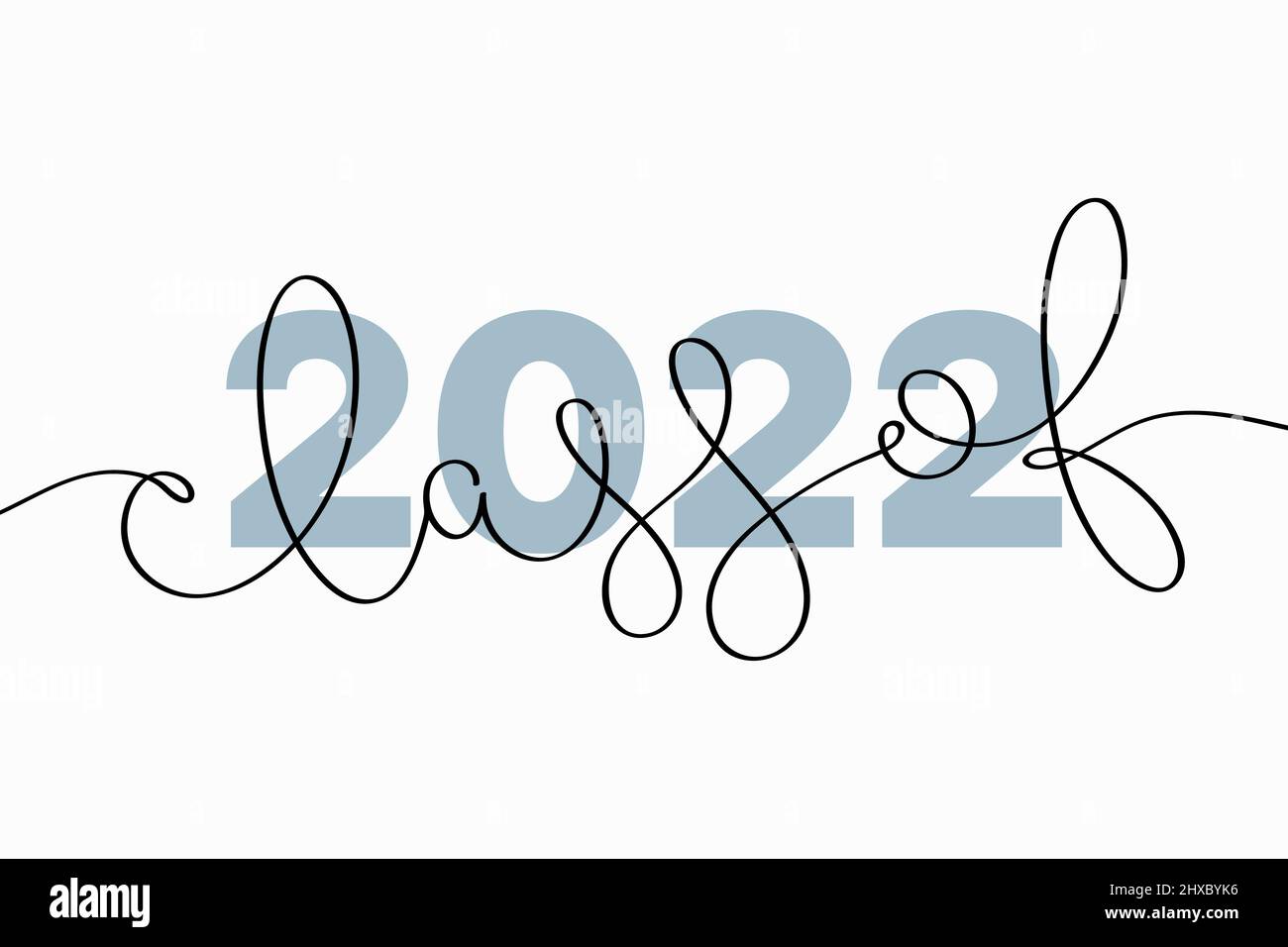 Class of 2022 lettering. Vector illustration of creative typography with continuous one line hand drawn text isolated on white background Stock Vector