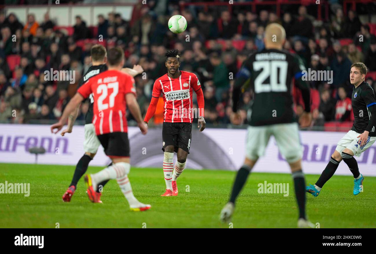 Philips Stadium, Eindhoven, Netherlands. 10th Mar, 2022. Ibrahim Sangaré of PSV Eindhoven shoots during PSV Eindhoven v FC KÃ¸benhavn, at Philips Stadium, Eindhoven, Netherlands. Kim Price/CSM/Alamy Live News Stock Photo