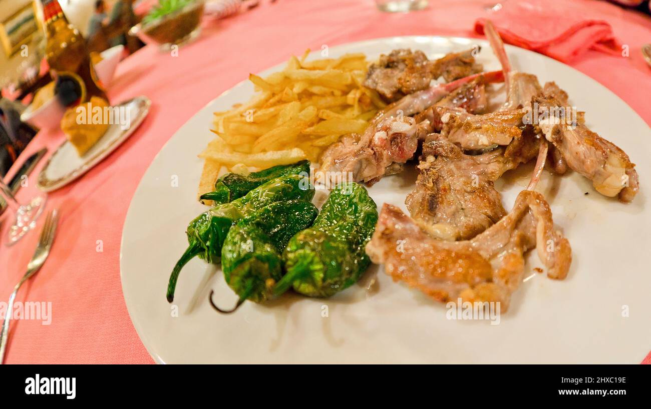 Lamb Chops Spanish Cuisine at Restaurant Stock Photo Alamy