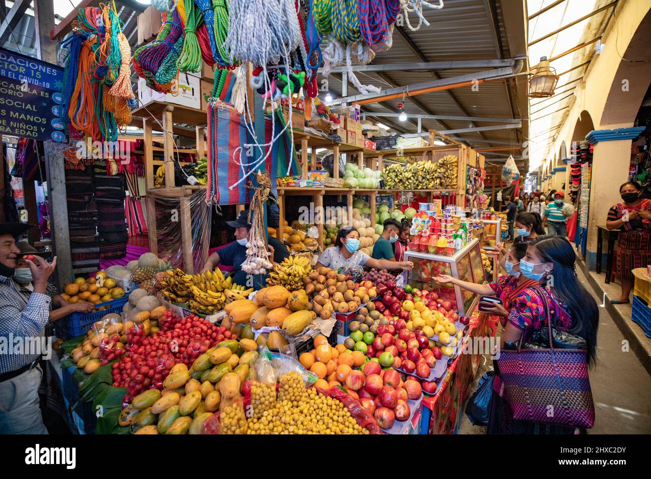 Colorful weekly Chichicastenango Mayan Market in Guatemala, Central America. Stock Photo