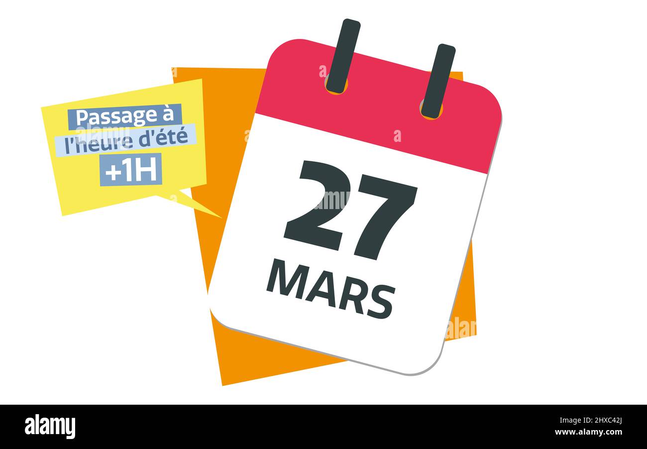 french 27 march calendar date daylight saving time day Stock Photo