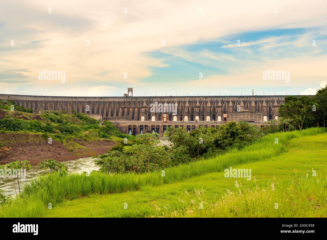 Itaipu Hydroelectric Dam on the Parana River. Stock Photo