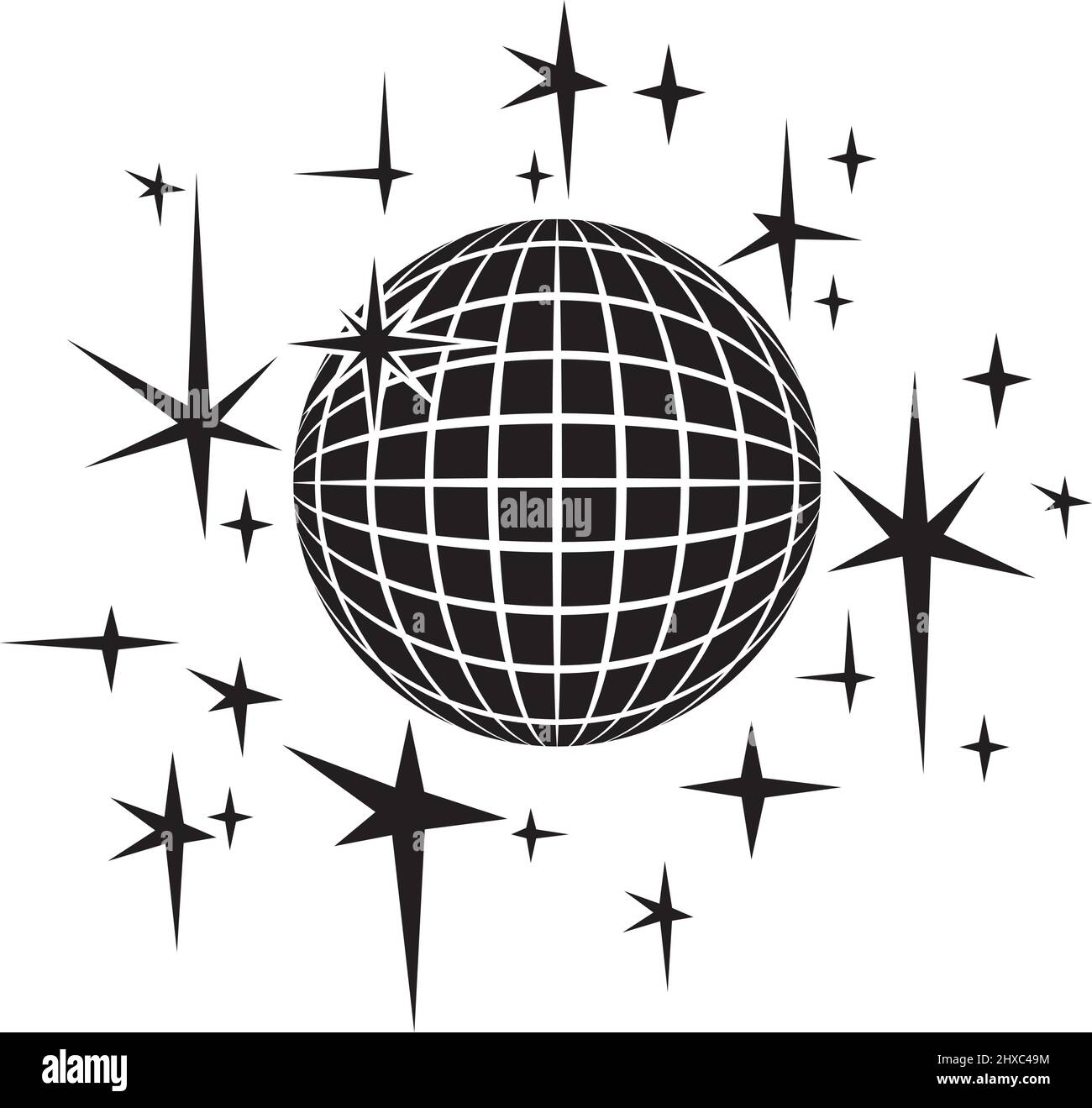 Disco ball black and white vector illustration Stock Vector Image & Art ...