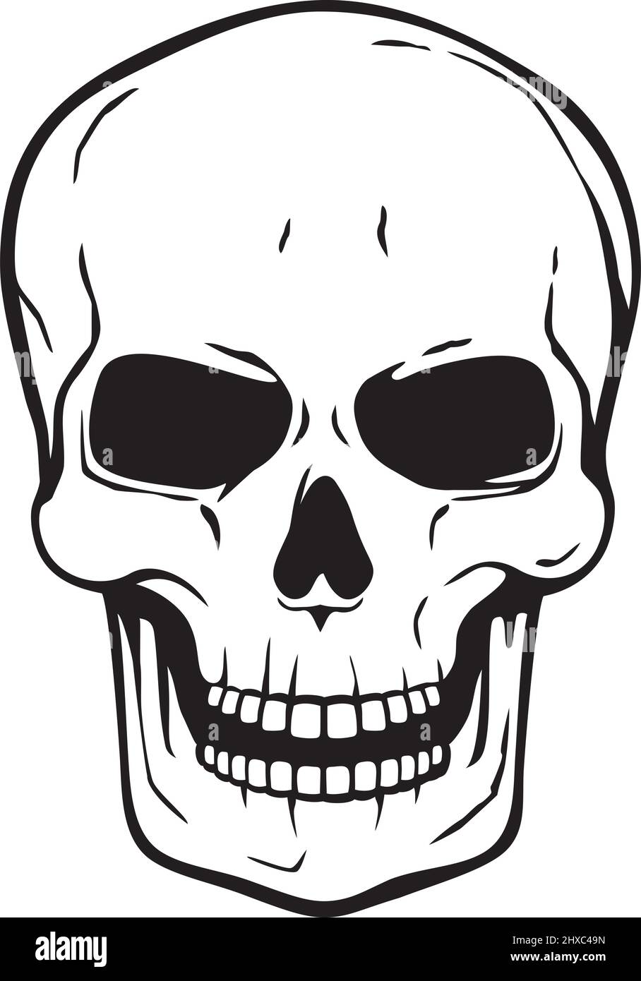 Human skull black and white. Vector illustration Stock Vector Image ...