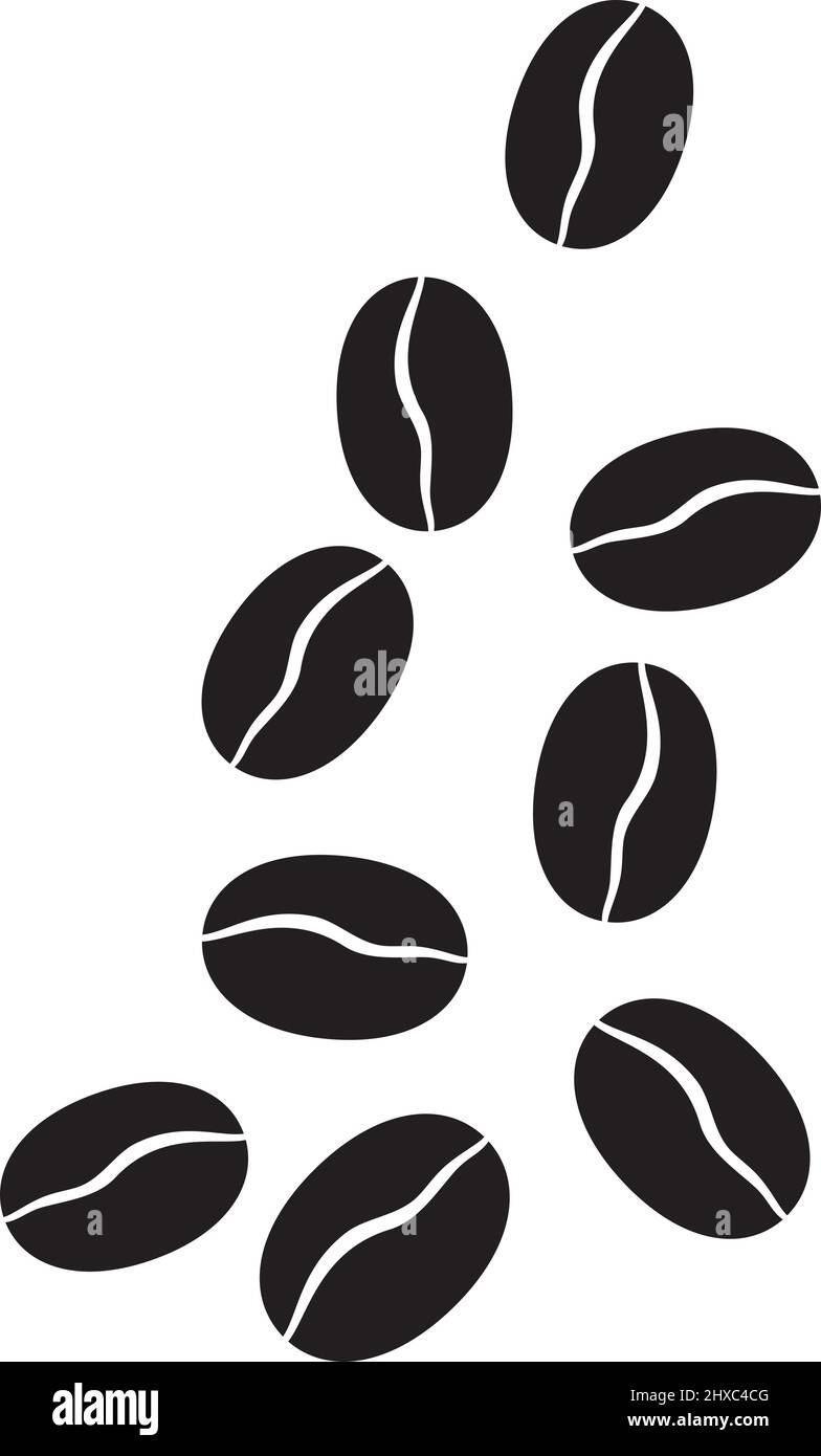 Coffee beans black and white vector illustration Stock Vector Image ...