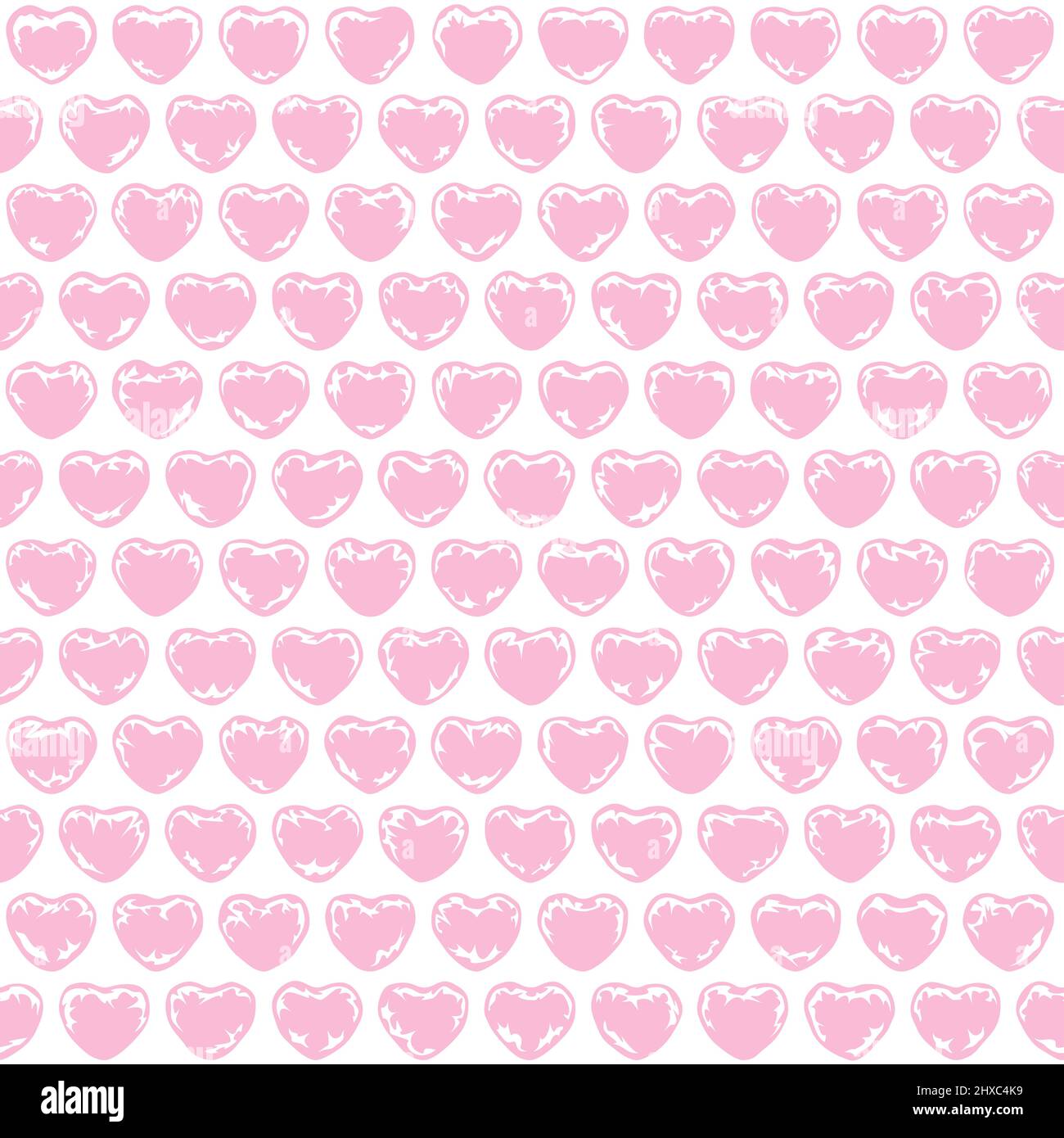 Seamless pattern with pink bubbles hearts, wrapping with bubble wrap. Colored vector background. Stock Vector