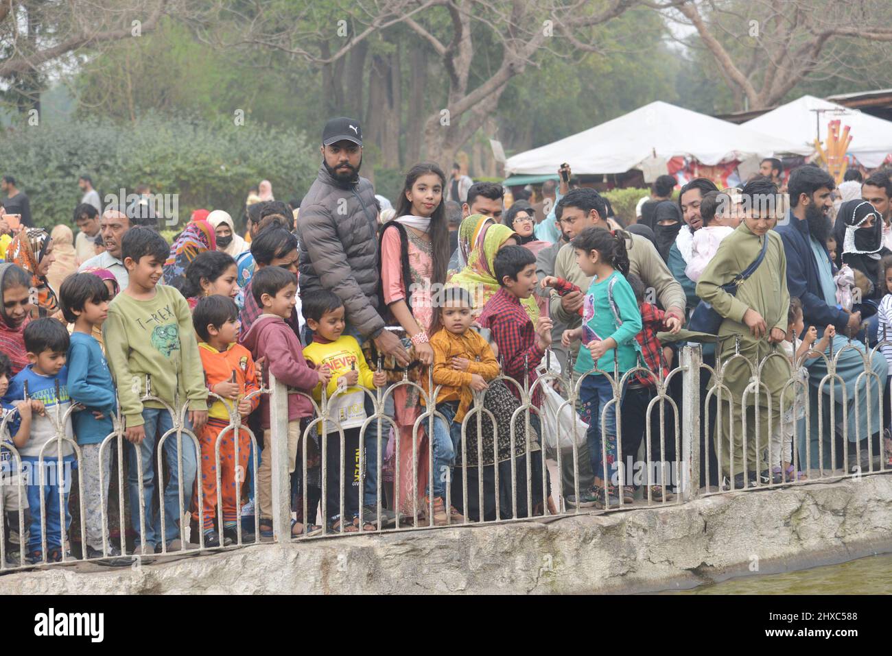 Lahore, Punjab, Pakistan. 6th Mar, 2022. A large numbers of people are enjoying Sunday holiday at Race Course (Jilani Park) during 'Spring Festival 2022 at Race Course Jilani Park organized by Parks & Horticulture Authority Lahore ( PHA) in Lahore (Credit Image: © Rana Sajid Hussain/Pacific Press via ZUMA Press Wire) Stock Photo