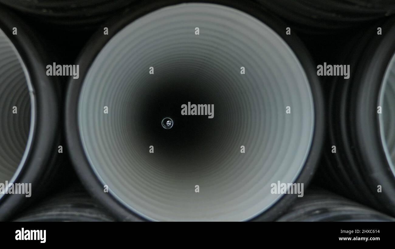 Warehouse of finished plastic pipes industrial outdoors storage site