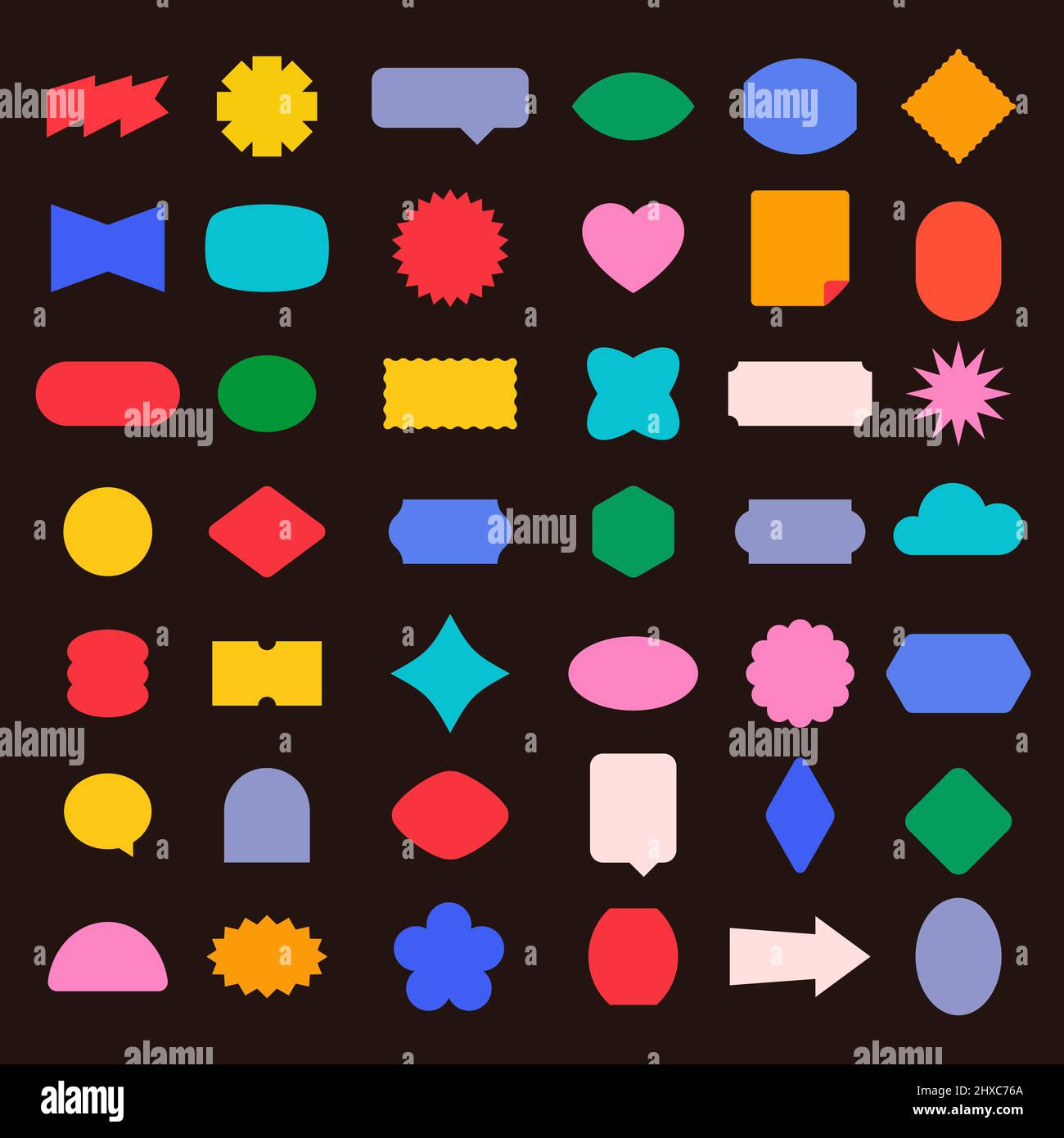 Vector set of linear fun patches,stickers,geometric shapes in 90s