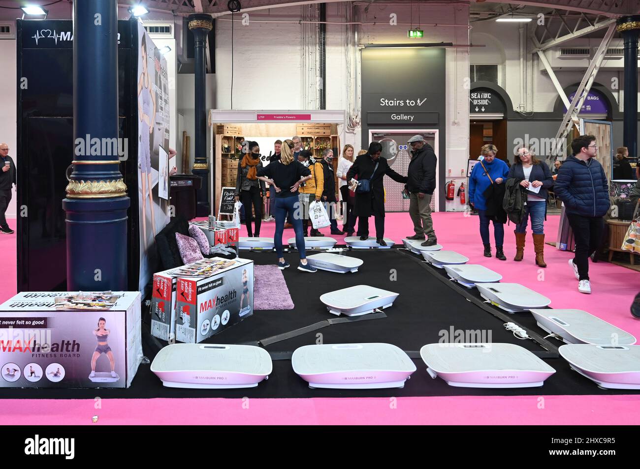 London, UK. 11 March 2022. MaxHealth - Fitness board exhibition at Ideal Home Show 2022 at Olympia London. Credit: Picture Capital/Alamy Live News Stock Photo