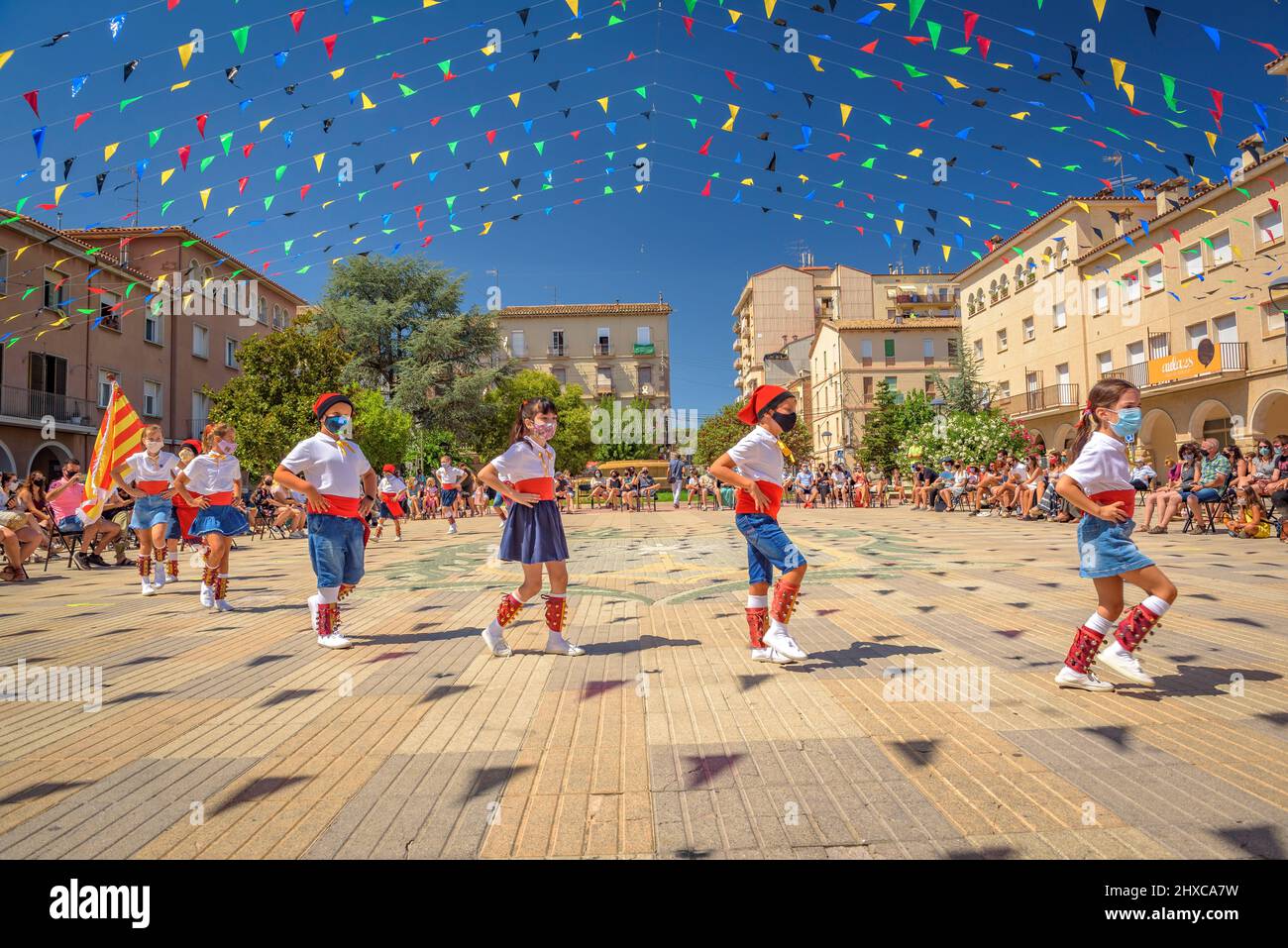 Jingle Bells dance (Ball de Cascavells) of the Navàs patronal festival (la Festa Major) (Barcelona, Catalonia, Spain) ESP: Baile de Cascabeles (Navàs) Stock Photo