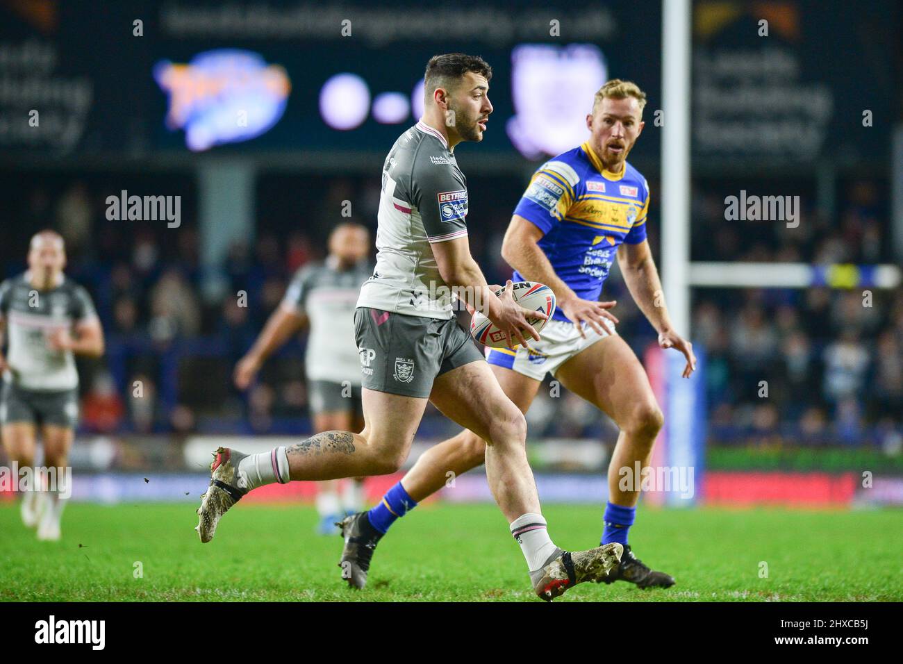 Leeds, England - 10th March 2022 - Jake Connor (1) of Hull FC takes on ...