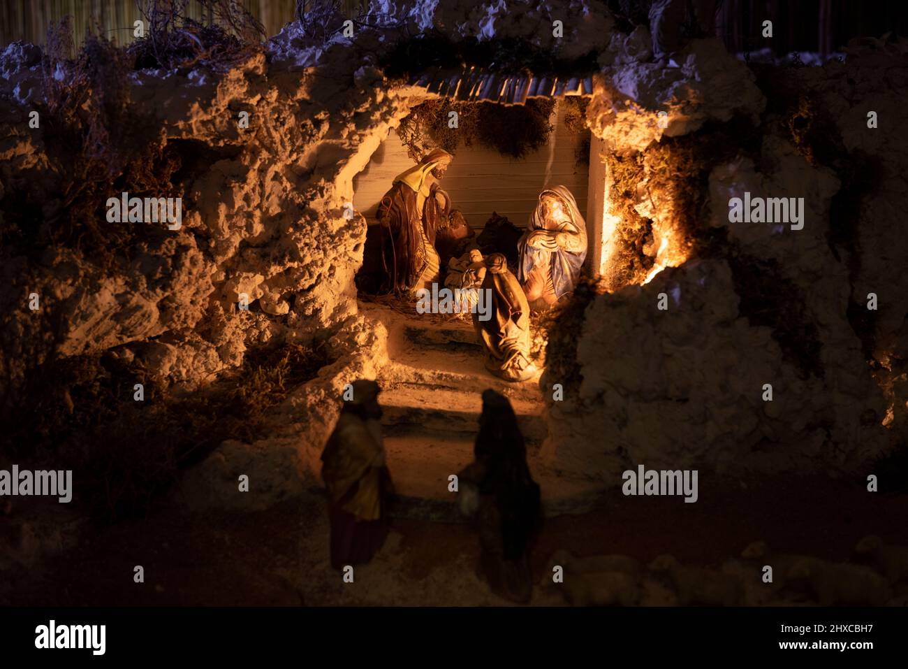 Nativity scene at the Valls tourist office (Tarragona, Catalonia, Spain) ESP: Belén en la oficina de información turística de Valls, Tarragona, España Stock Photo