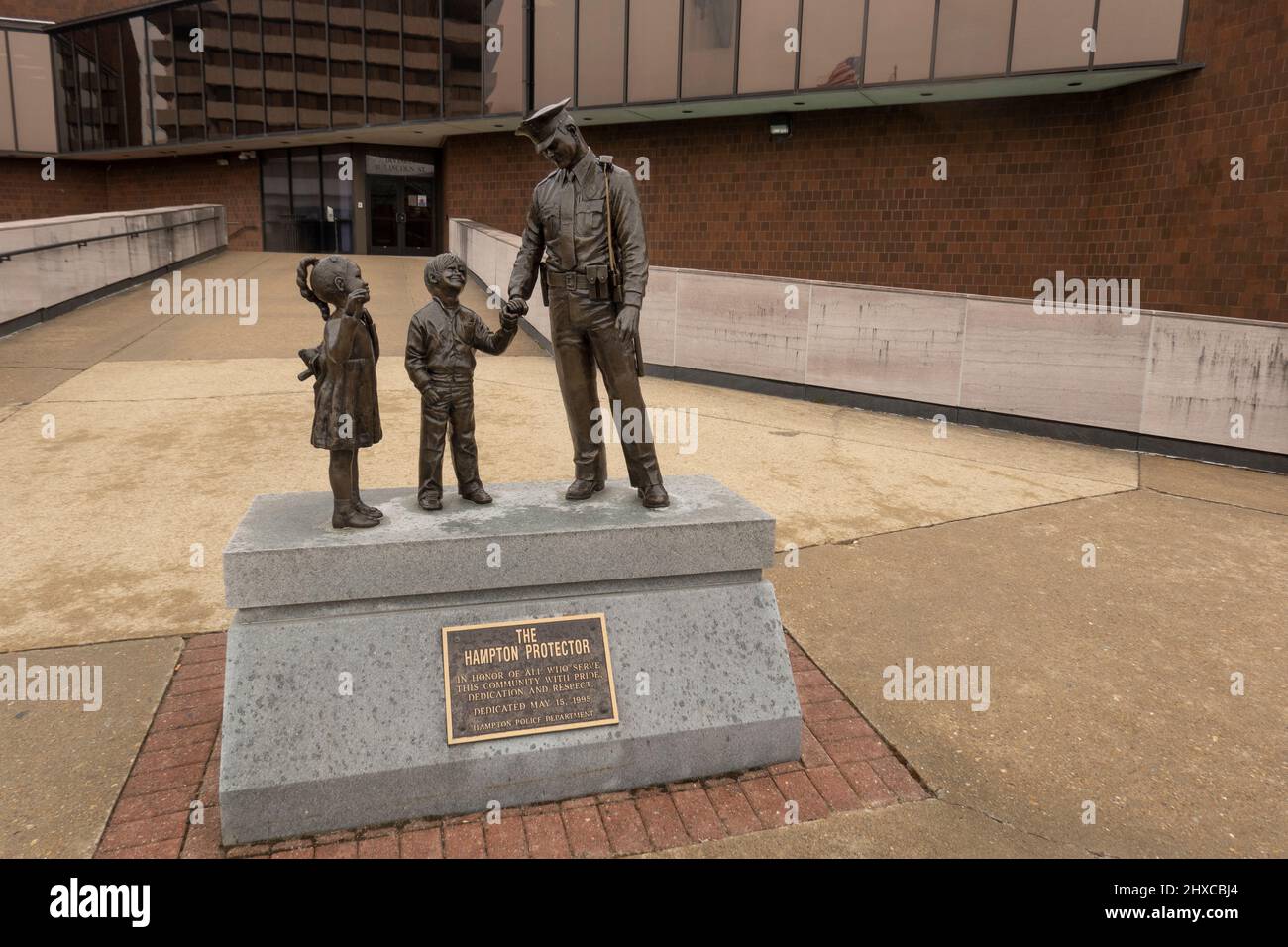 the Hampton Protector sculpture in front of the police department Hampton city hall Virginia Stock Photo