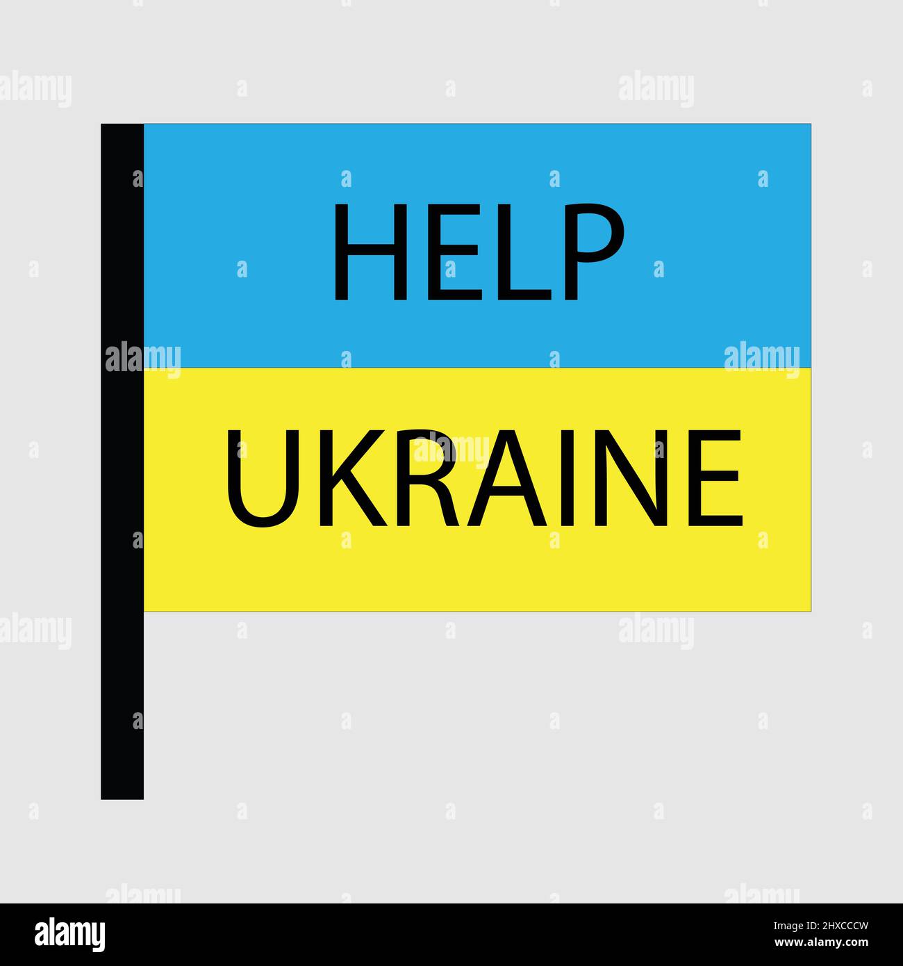 Ukrainian flag with the text help Ukraine on it Stock Vector