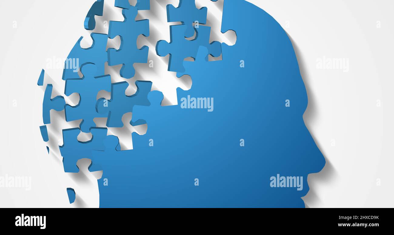 Image of blue puzzle over white background Stock Photo
