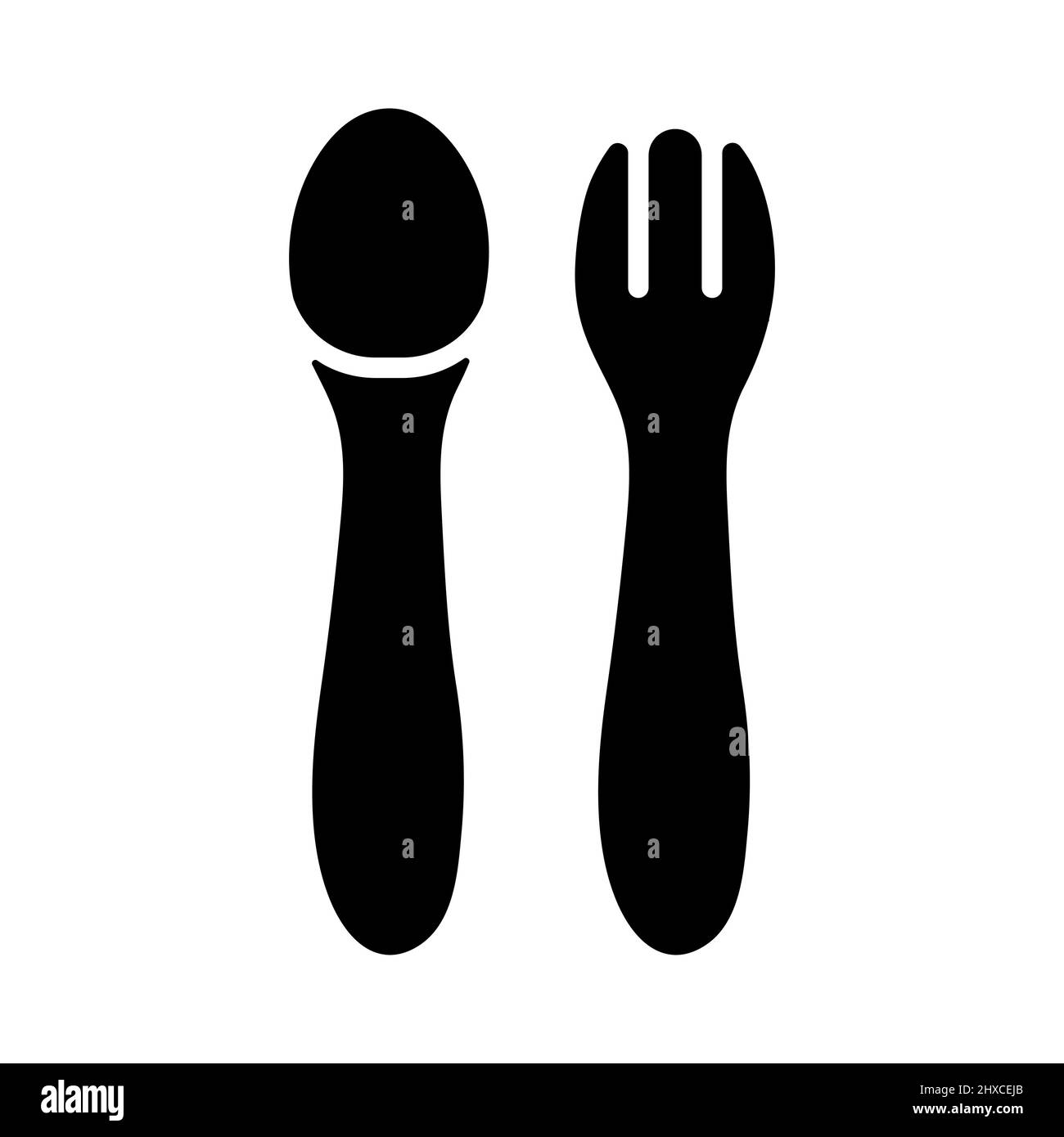 Spoon and fork for baby vector glyph icon. Graph symbol for children ...
