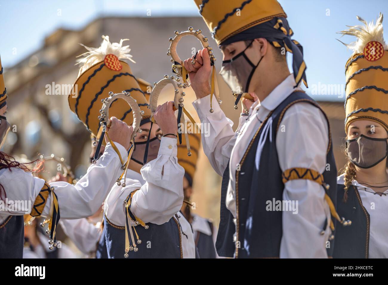 Ball de Cossis dance of Tarragona at the 2022 Valls Decennial Festival, in honor of the Virgin of the Candlemas in Valls (Tarragona, Catalonia, Spain) Stock Photo