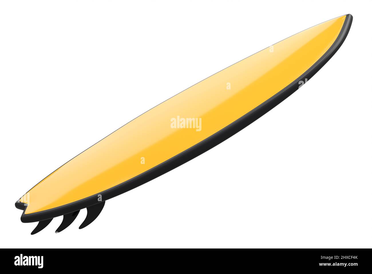 Realistic orange surfboard isolated on white background. 3d render of ...