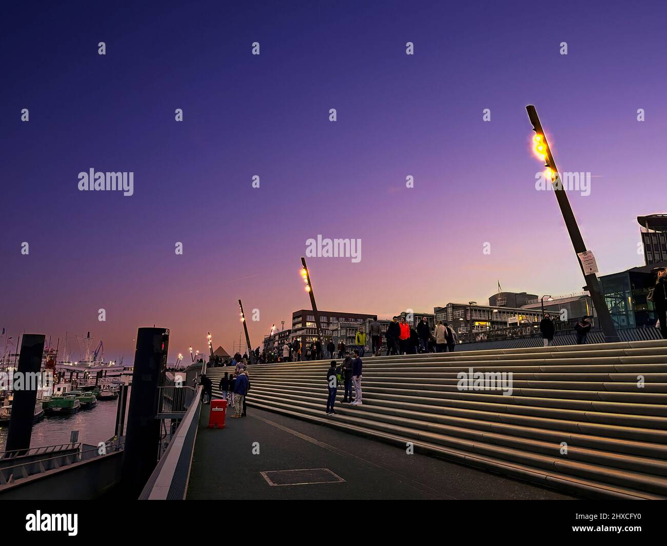 Promenade at the Aussenalster in the evening, Hamburg, Germany Stock Photo