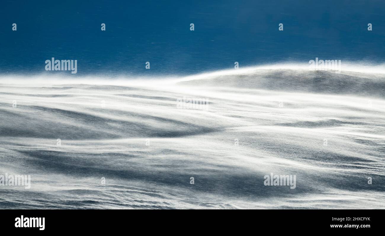 Snow swirled by the wind Stock Photo