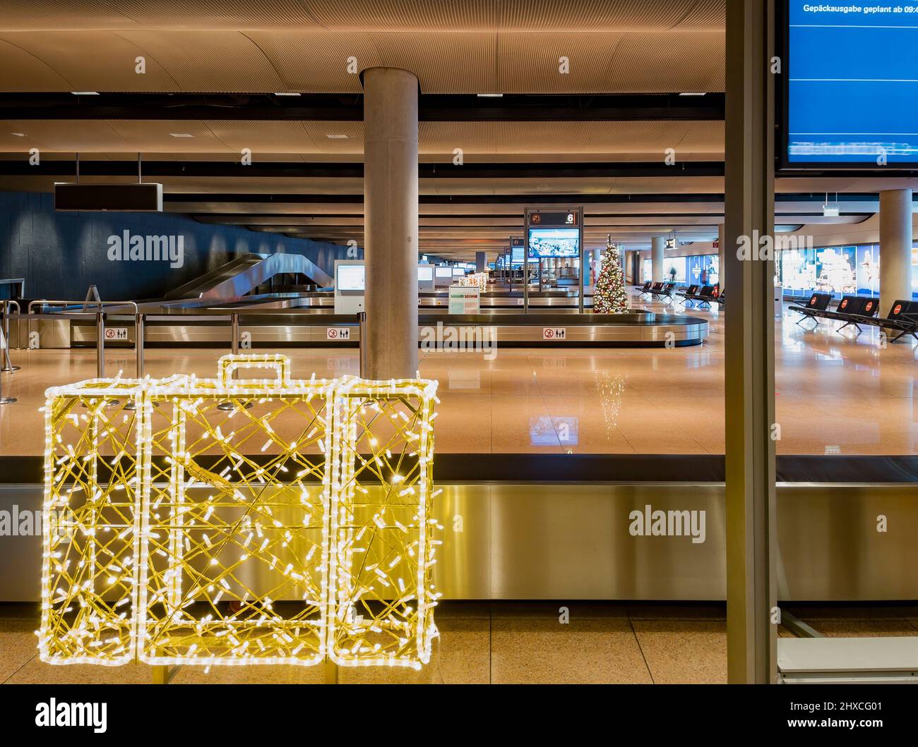 Airport baggage claim, conveyor belts, Hamburg, Germany, Europe Stock Photo