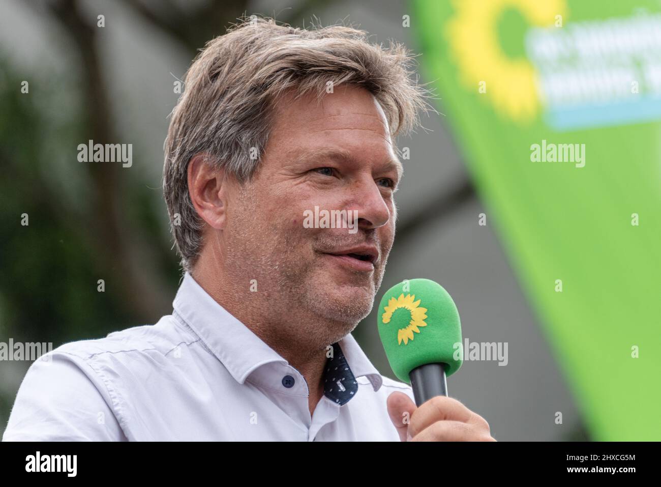 Porträt des Bundes Wirtschaftsministers Robert Habeck in Kiel bei einer Wahlveranstaltung Stock Photo