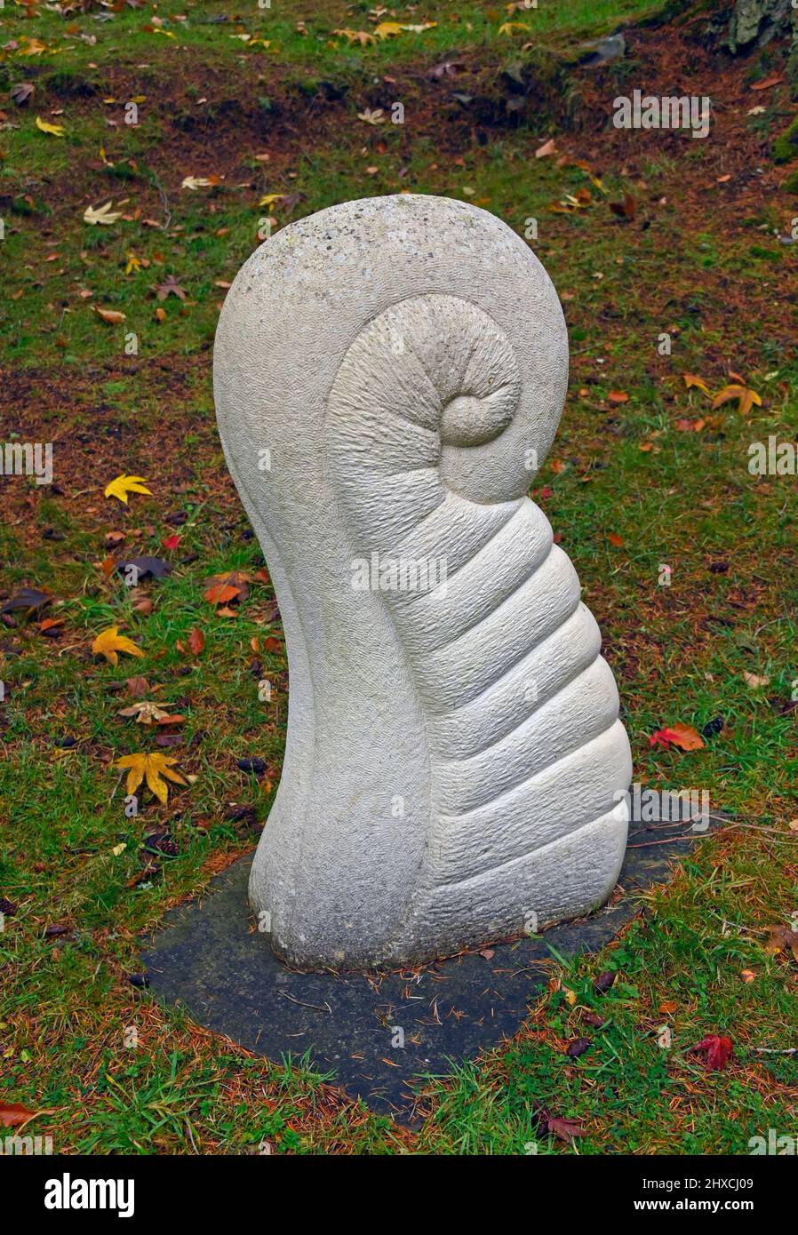 'New Life' sculpture by Susheila Jamieson 2018.  Dawyck Botanic Garden, Stobo, Scottish Borders, Scotland, United Kingdom, Europe. Stock Photo