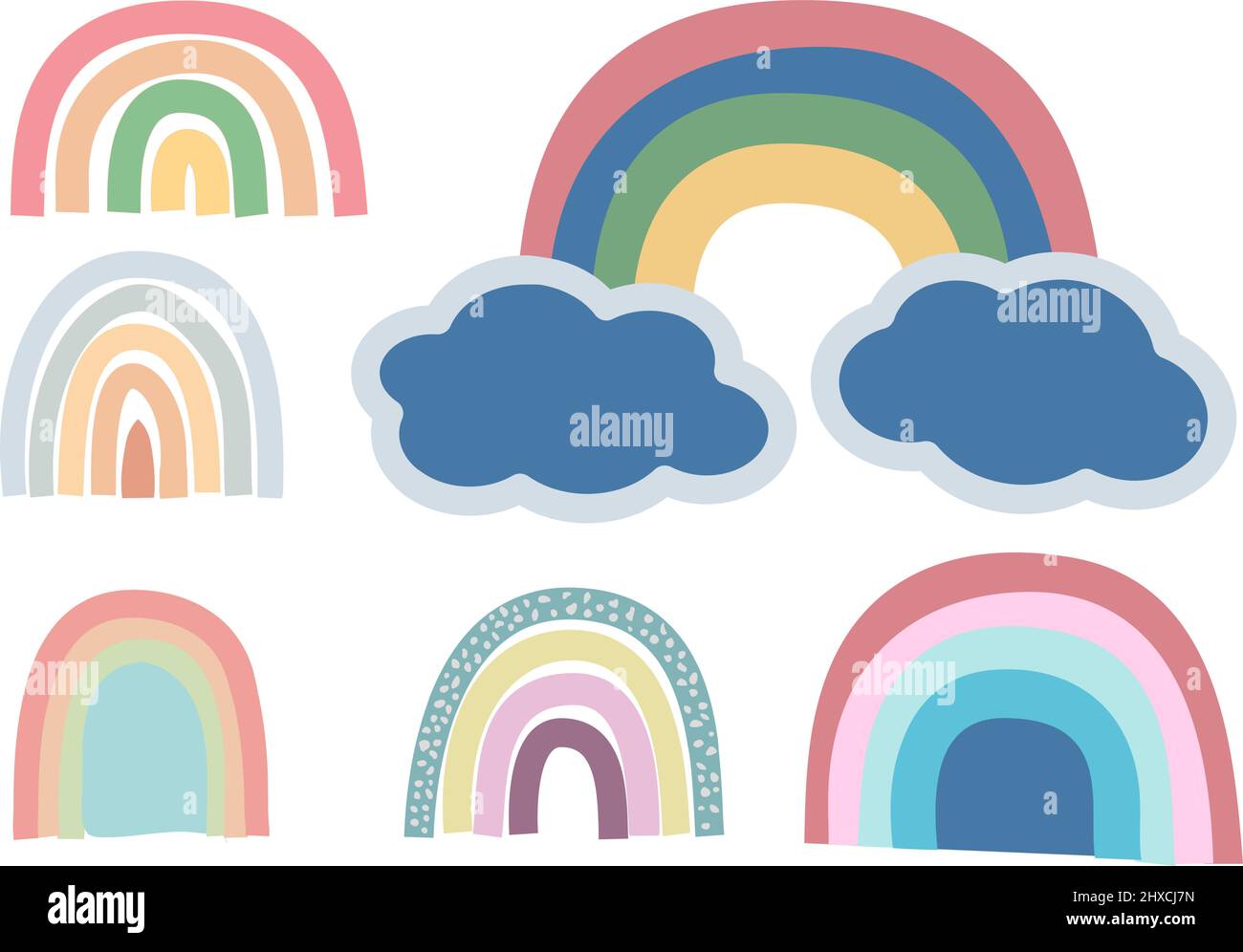 handdrawn abstract minimal scandinavian style rainbow set, vector illustration Stock Vector