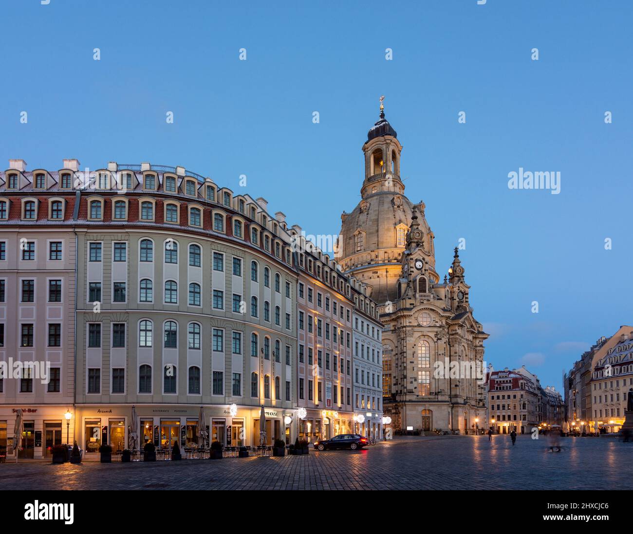 Dresden, square Neumarkt, church Frauenkirche, Christmas decoration, Sachsen, Saxony, Germany Stock Photo