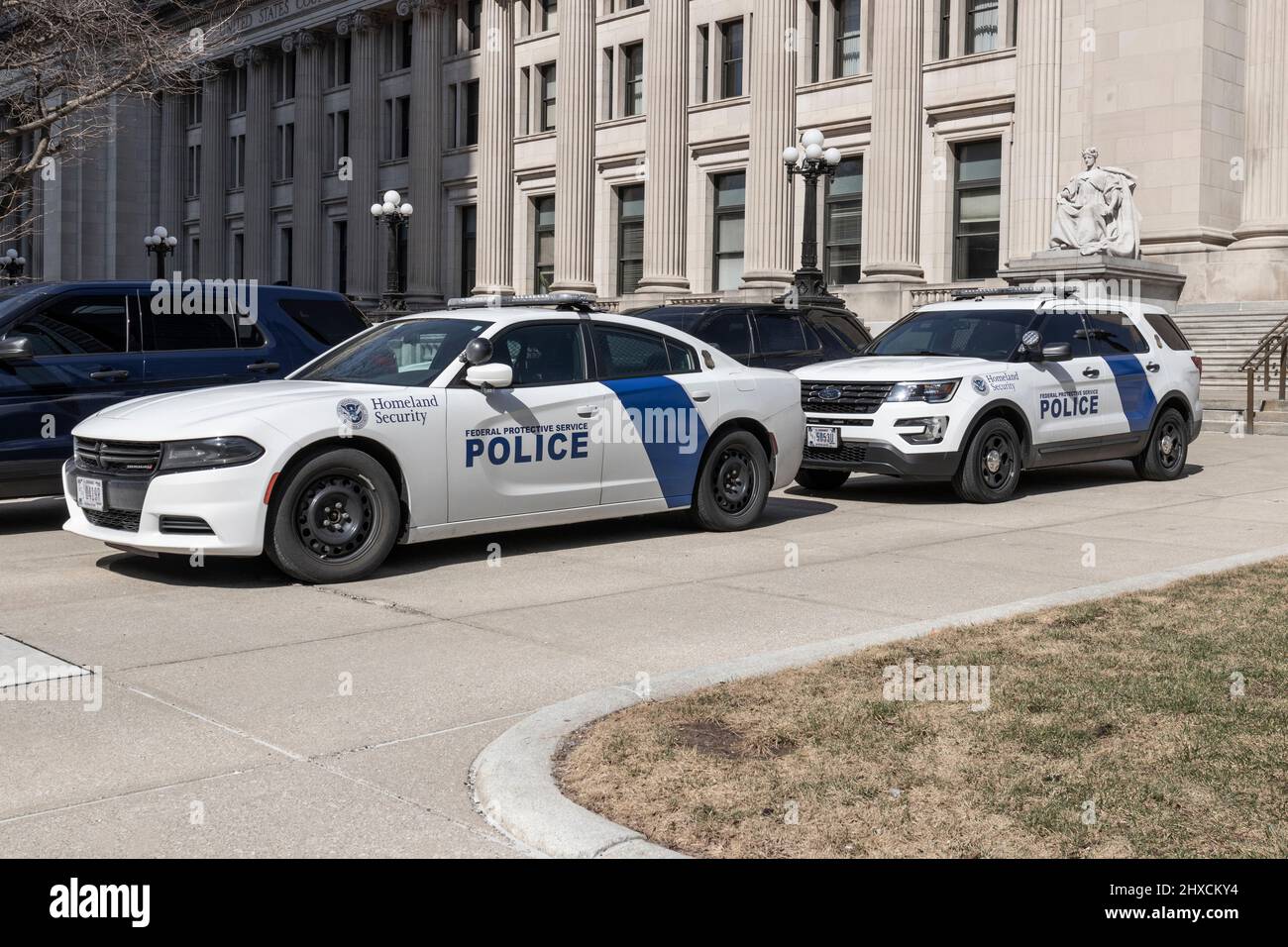 Indianapolis - Circa March 2022: Federal Protective Service Police vehicles. The Federal Protective Service provides security for federally owned buil Stock Photo