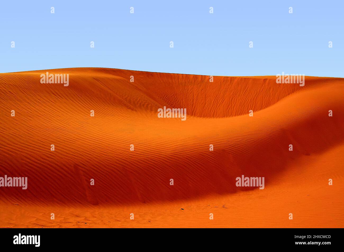 Red sand dunes near the Pyramids of Meroe in the Sudan Stock Photo