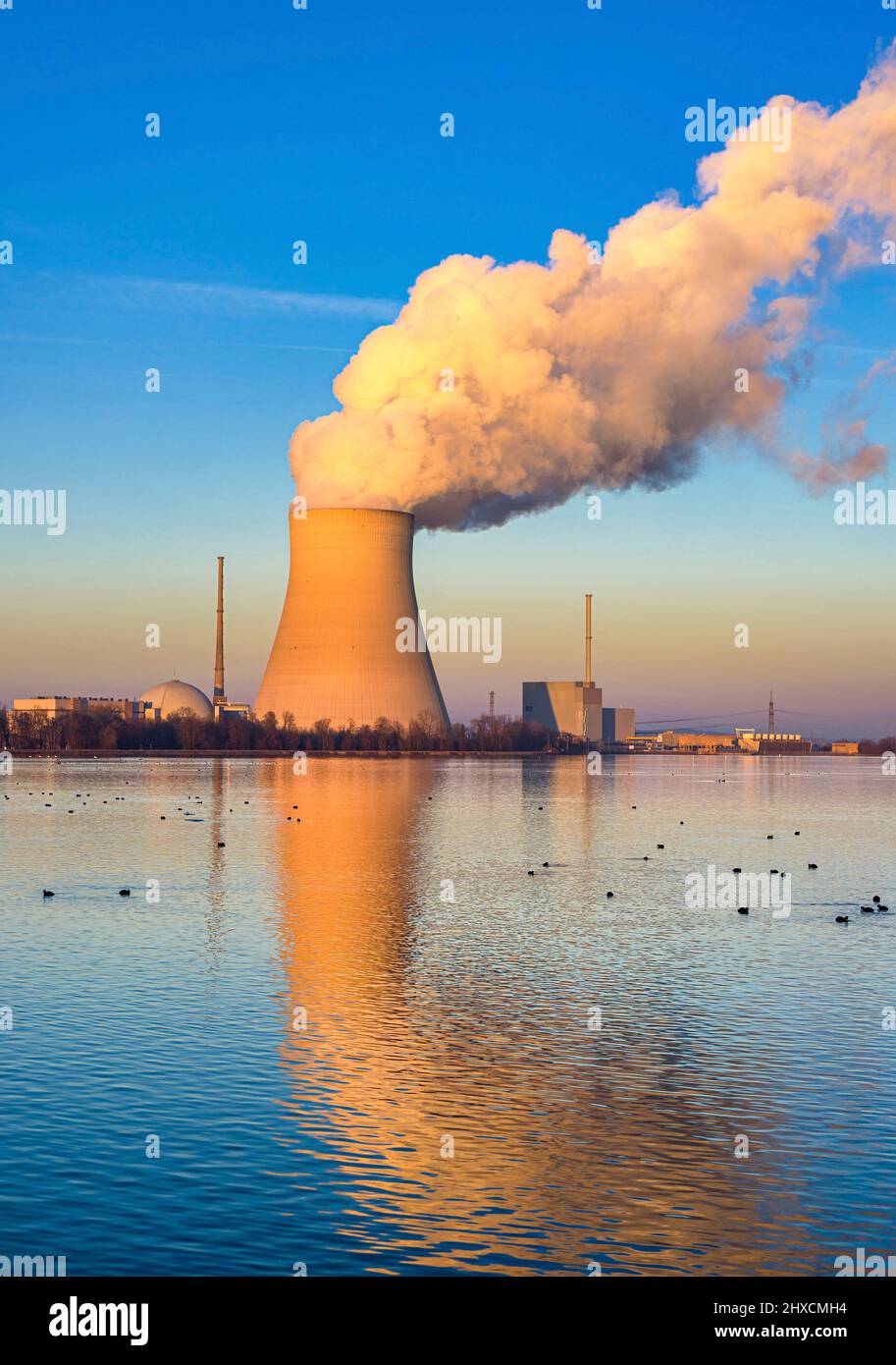 Isar 2 nuclear power plant, Ohu, near Landshut, Bavaria, Germany, Europe Stock Photo