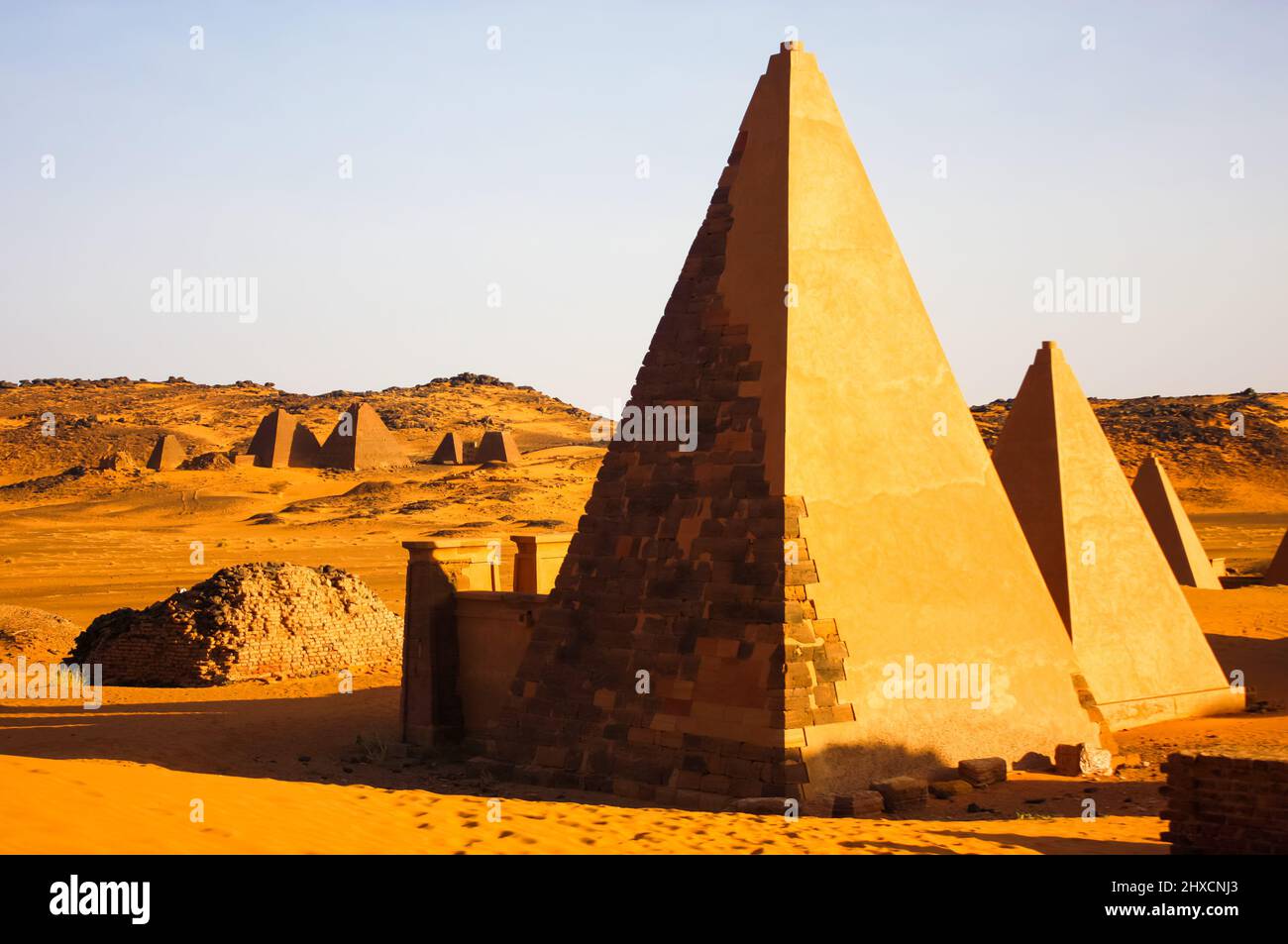 Royal pyramids of Meroe in the Sudan Stock Photo