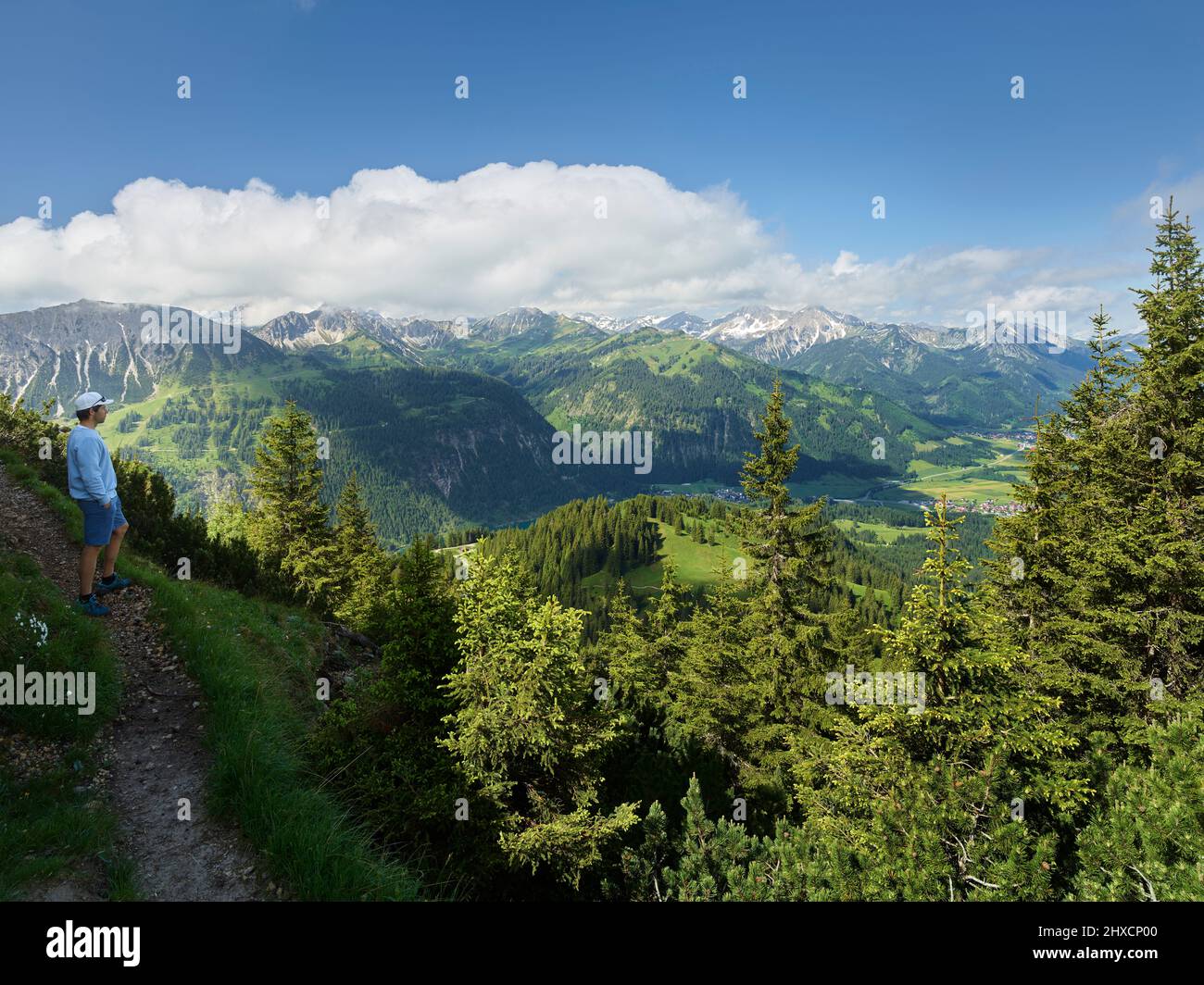 Allgäu Alps from Füssener Jöchl, Tannheimer Tal, Tyrol, Austria Stock Photo