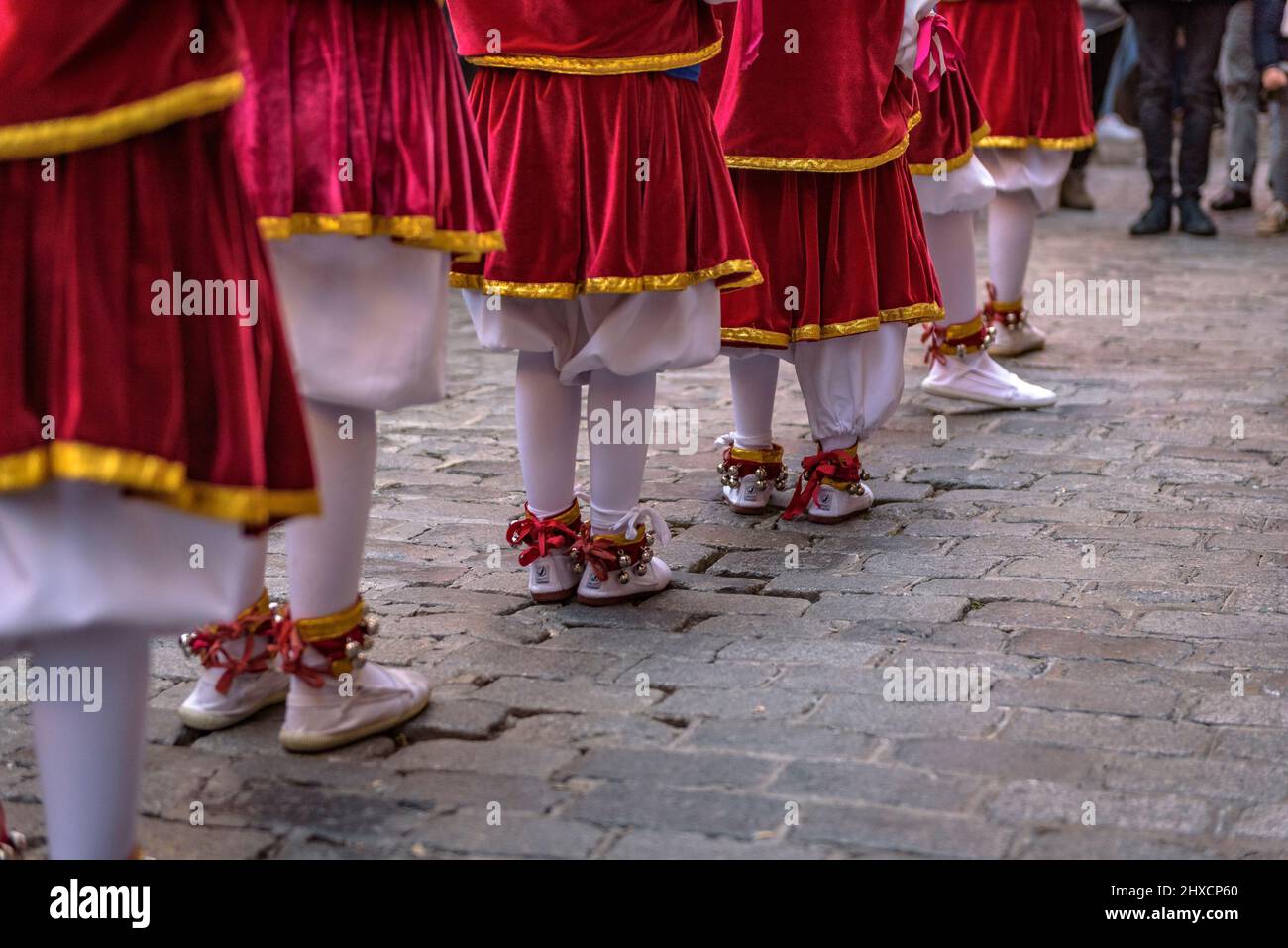 The Valls Moixiganga in the Procession of the 2022 (2021+1) Valls Decennial Festival, in honor of the Virgin of the Candlemas in Valls Tarragona Spain Stock Photo