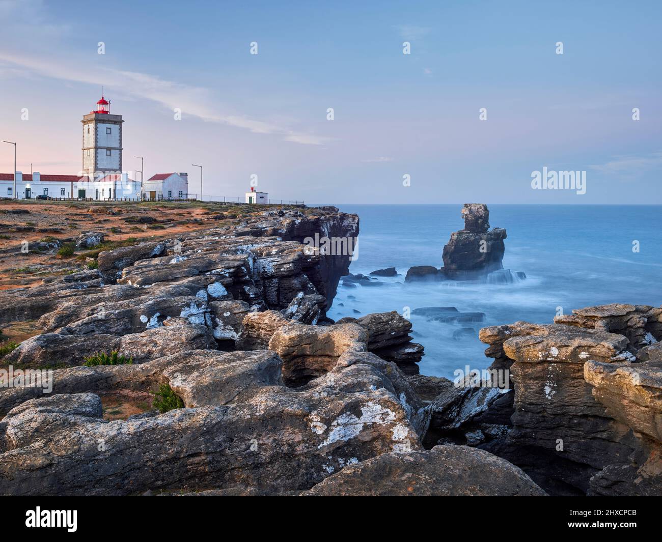 Lighthouse at Cabo Carvoeiro, Peniche, Portugal Stock Photo