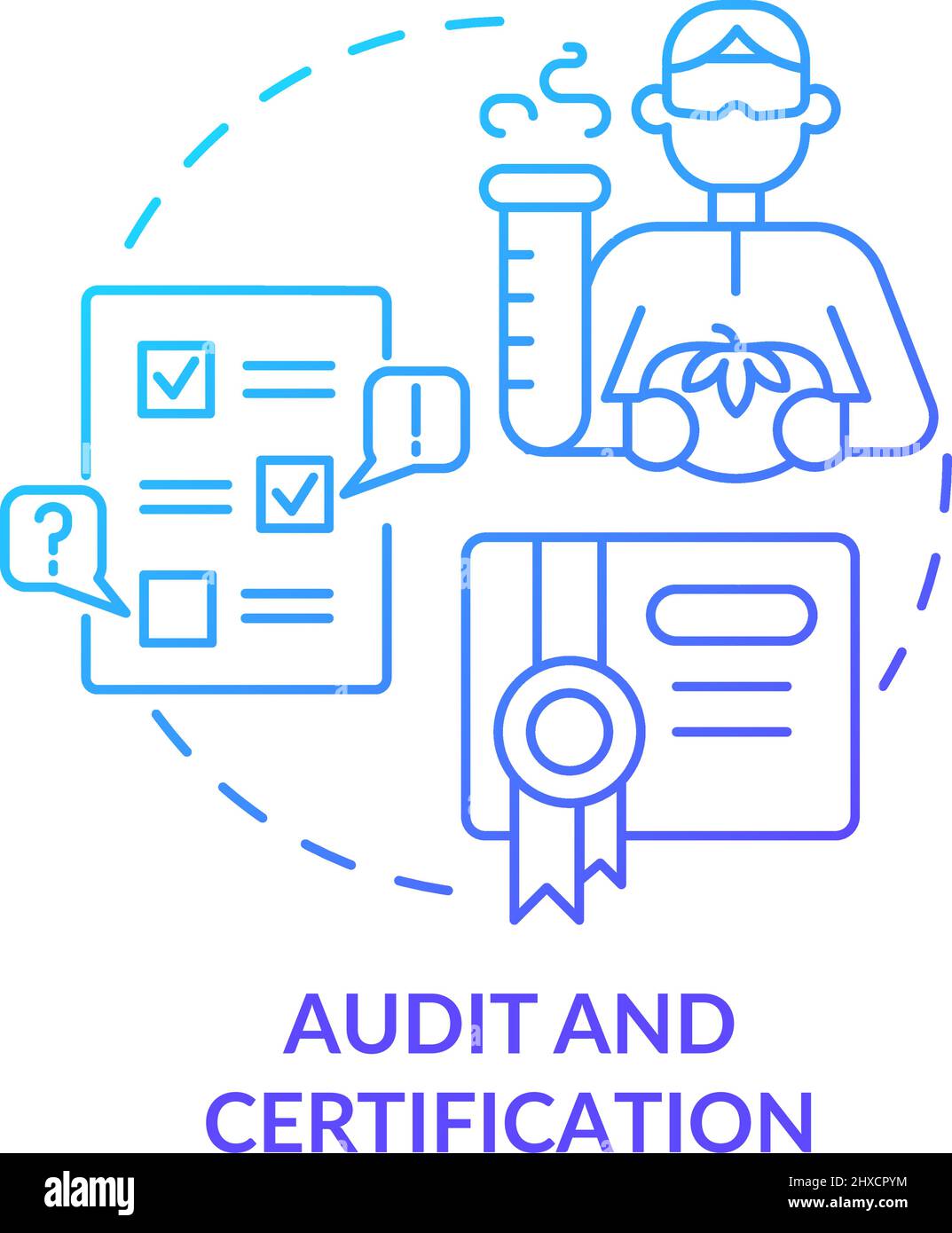 Audit and certification blue gradient concept icon Stock Vector