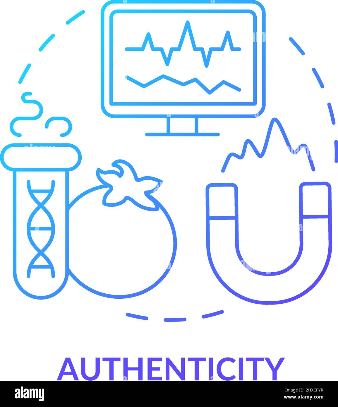 Authenticity blue gradient concept icon Stock Vector
