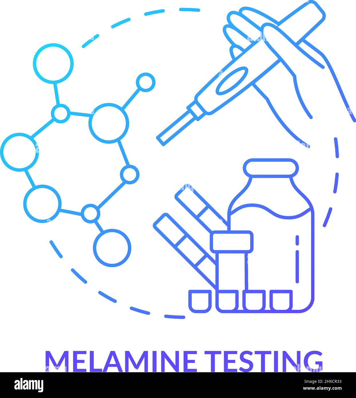 Melamine testing blue gradient concept icon Stock Vector
